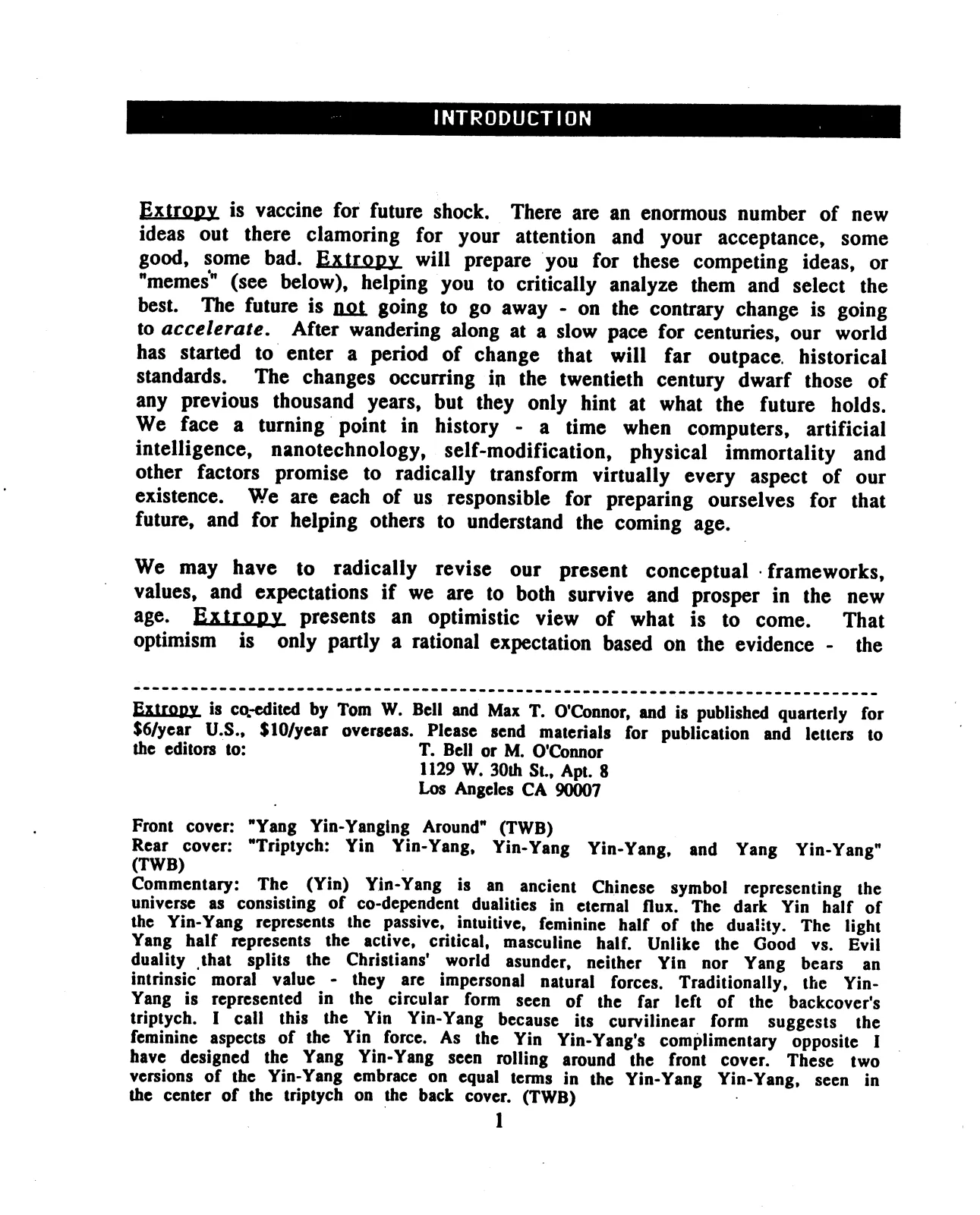 Extropy #1, page 2 (original scan)