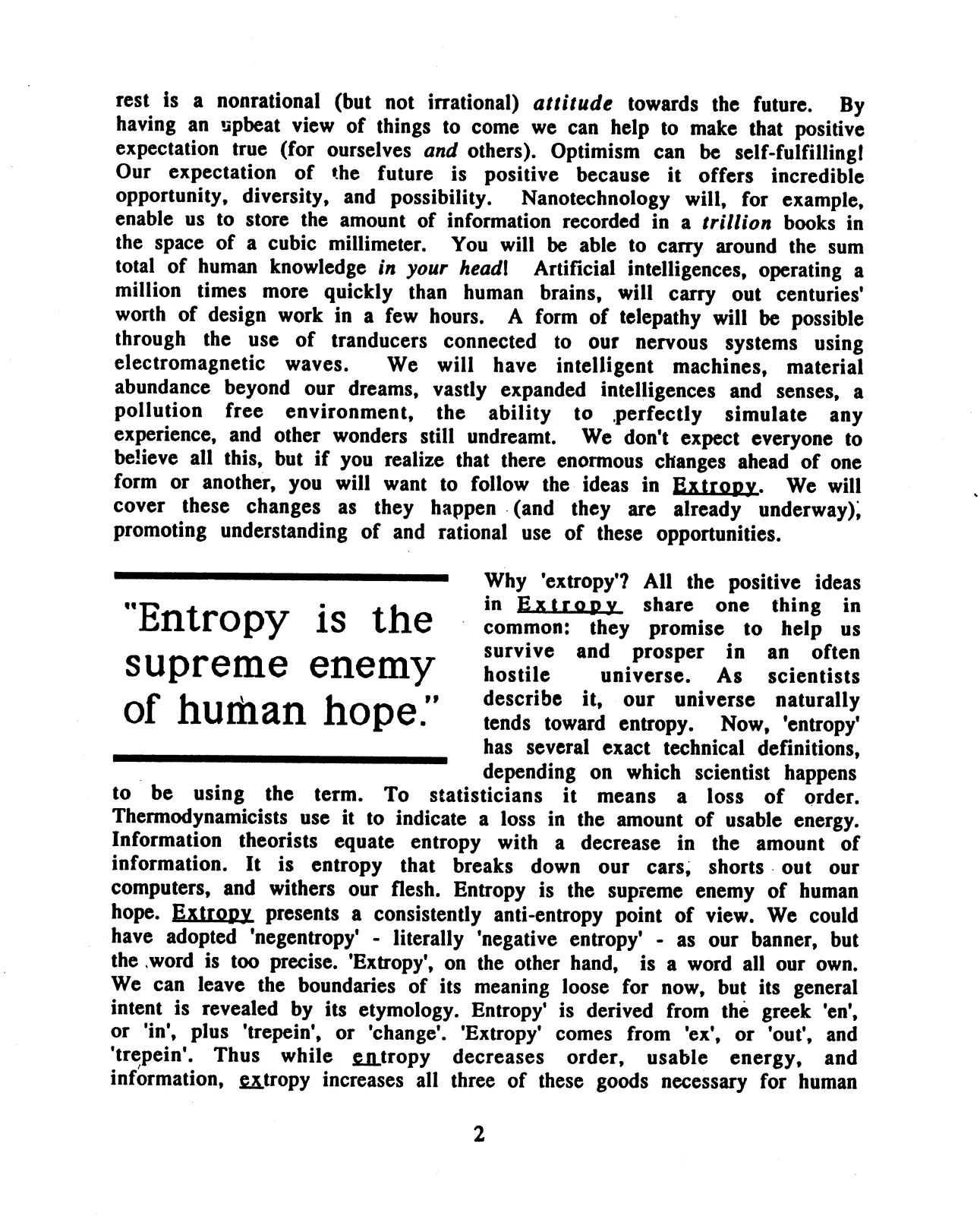Extropy #1, page 3 (original scan)