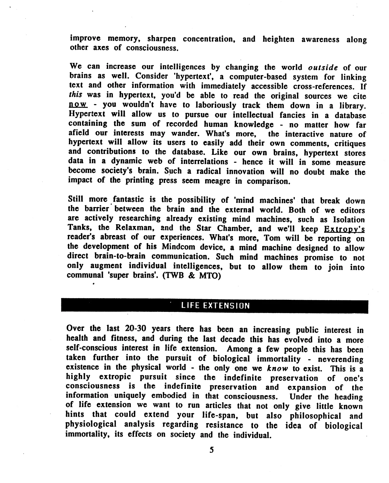 Extropy #1, page 6 (original scan)