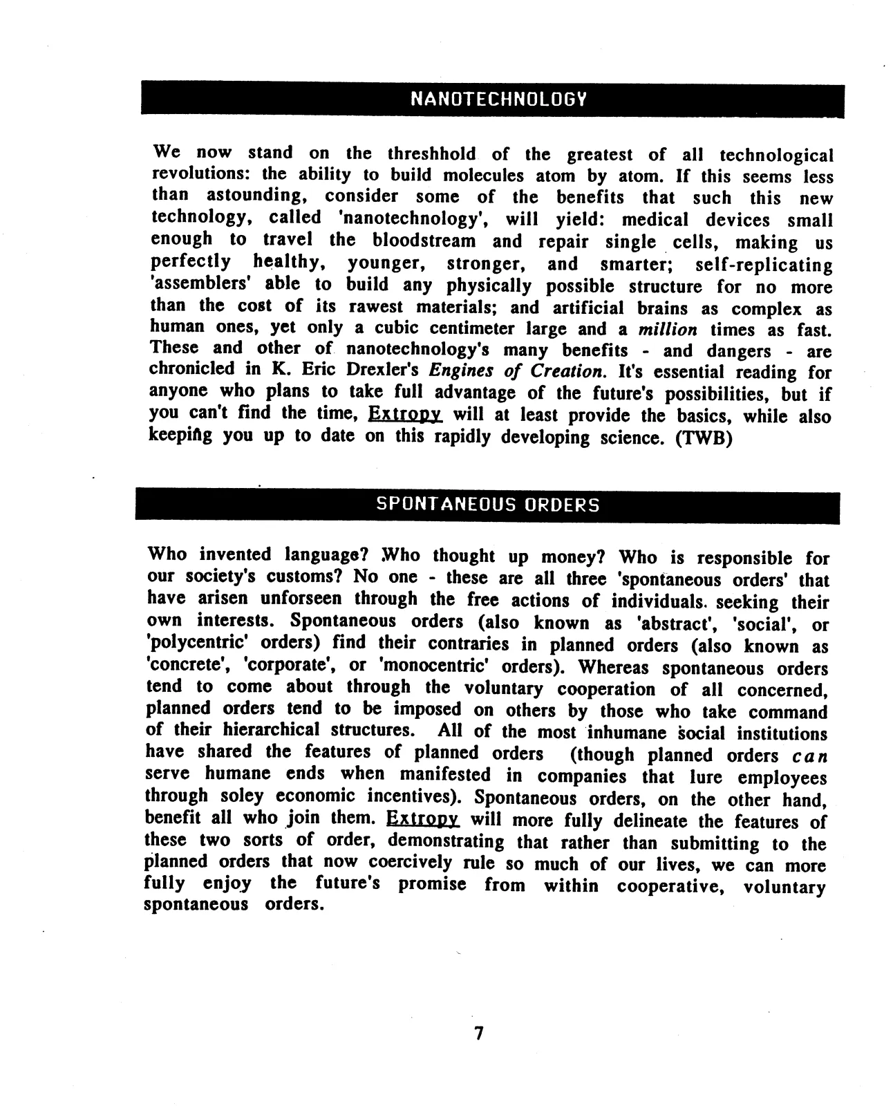 Extropy #1, page 8 (original scan)