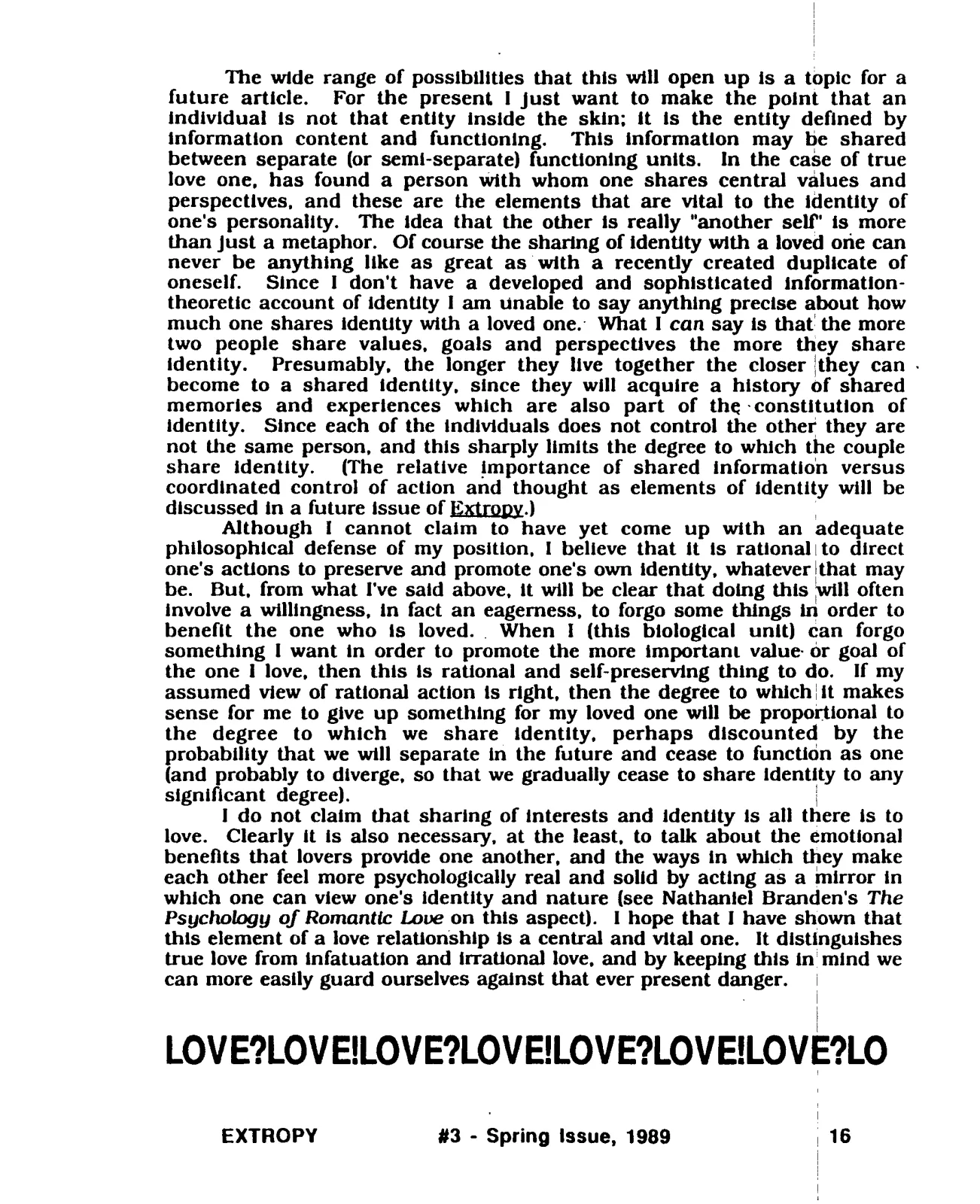 Extropy #3, page 16 (original scan)