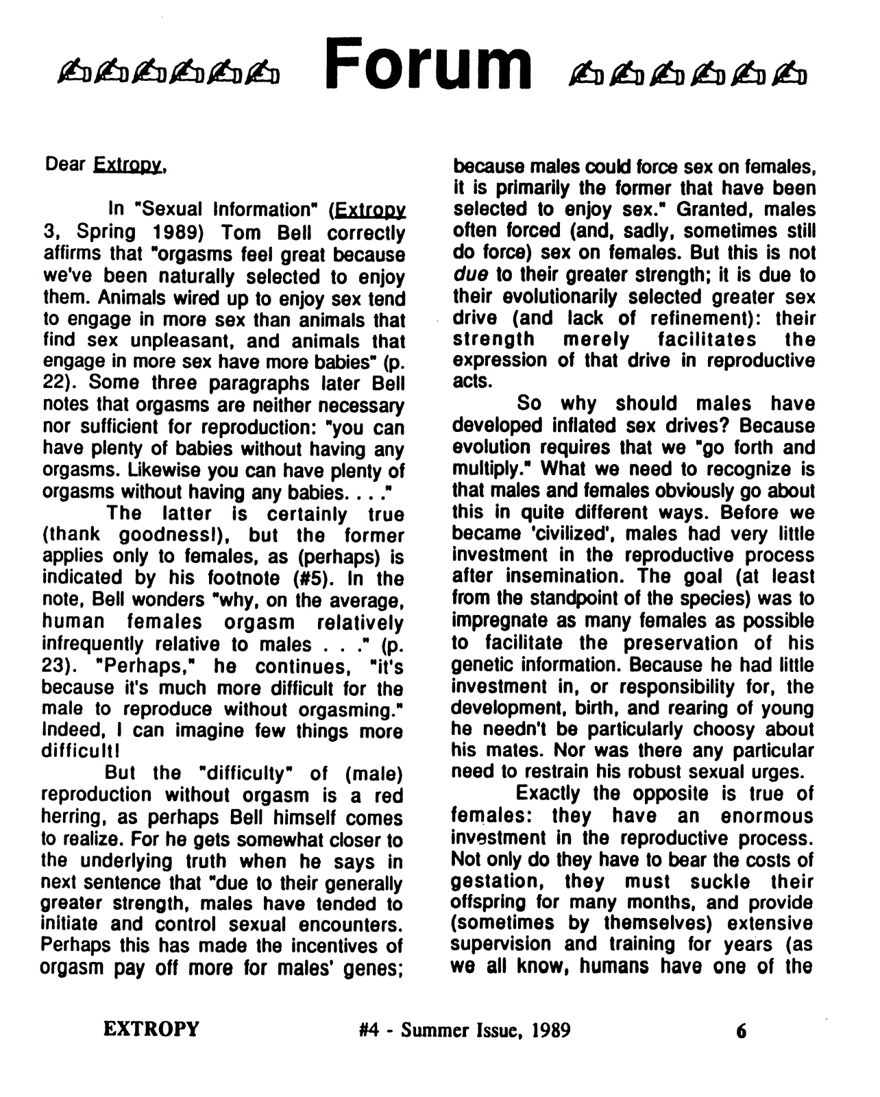 Extropy #4, page 6 (original scan)