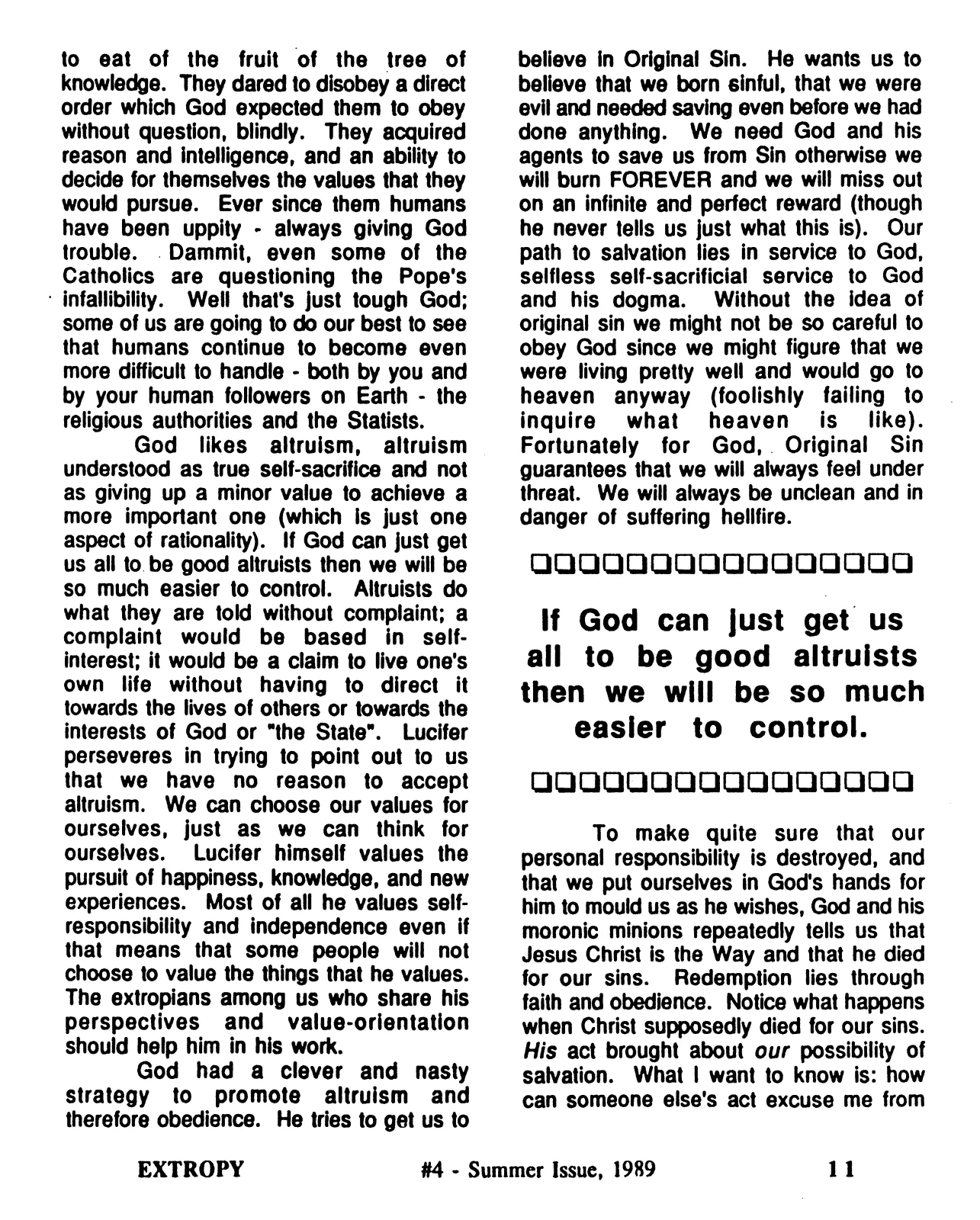 Extropy #4, page 11 (original scan)