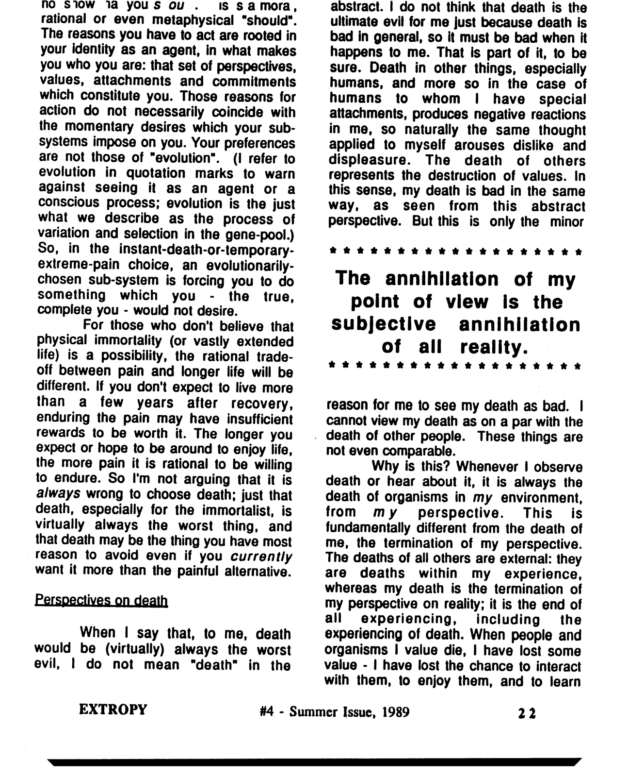 Extropy #4, page 22 (original scan)