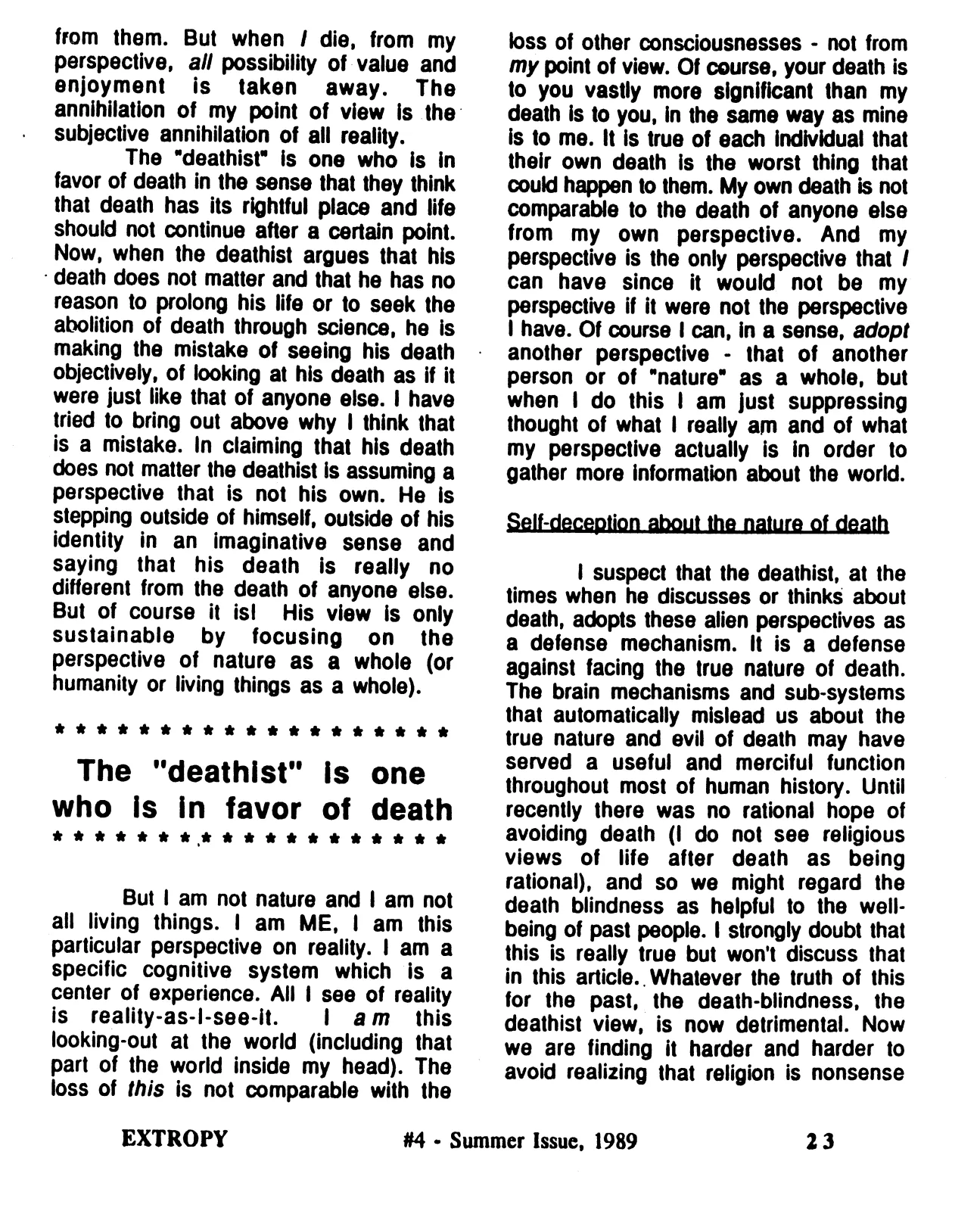 Extropy #4, page 23 (original scan)