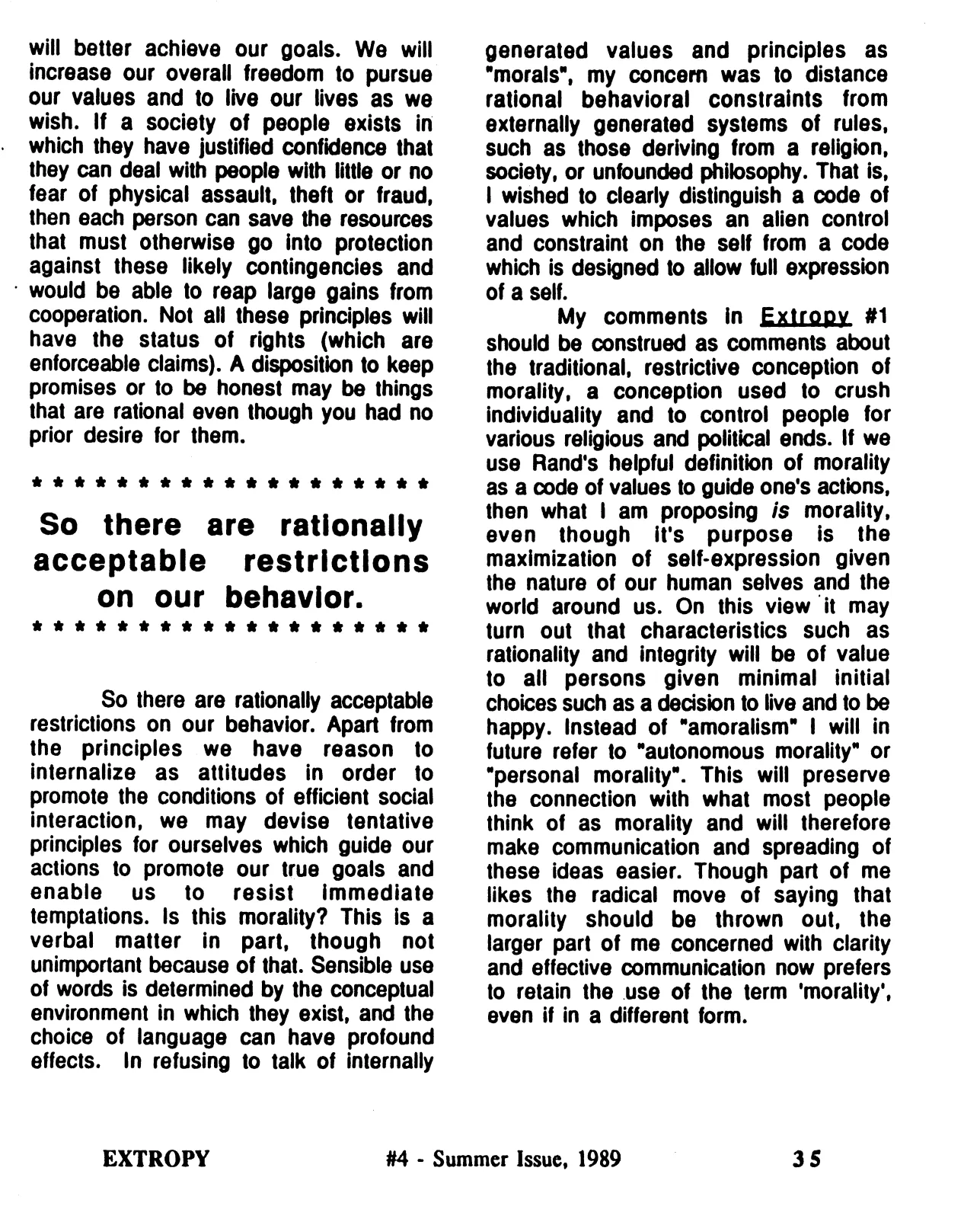 Extropy #4, page 35 (original scan)