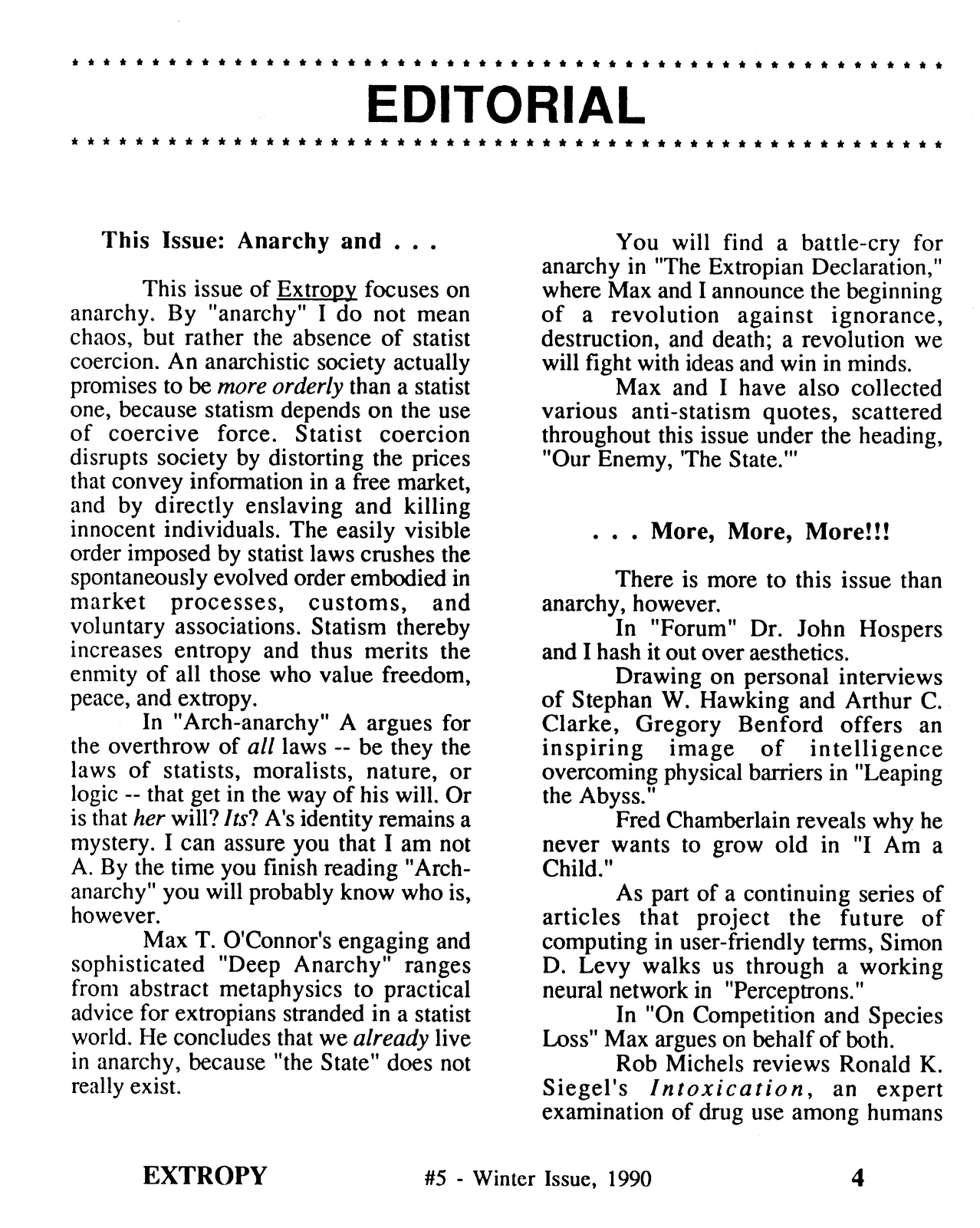 Extropy #5, page 4 (original scan)