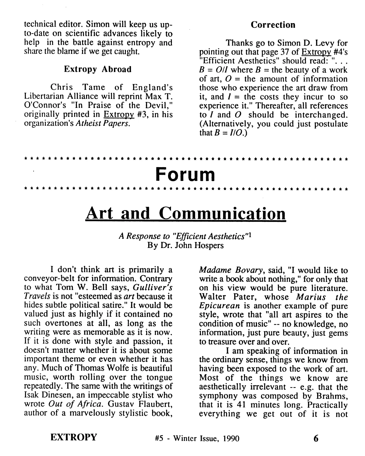 Extropy #5, page 6 (original scan)
