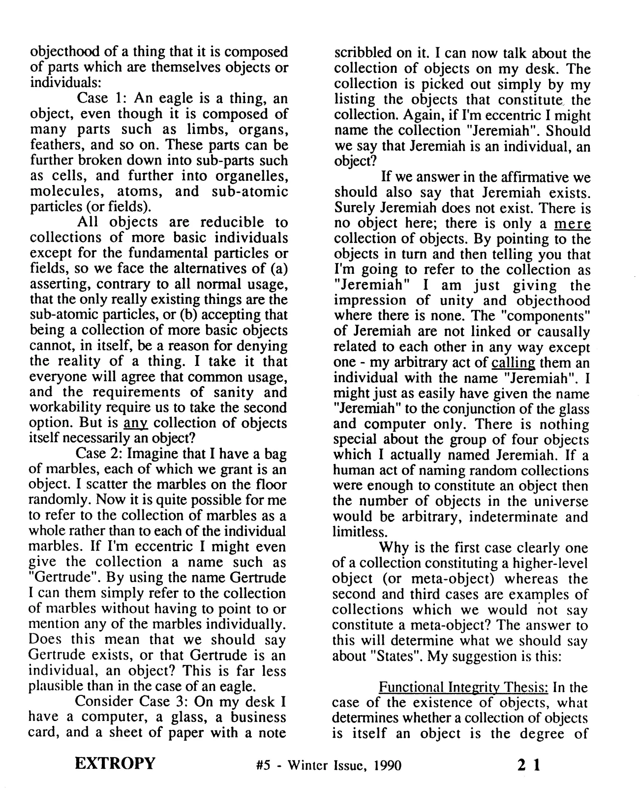 Extropy #5, page 21 (original scan)