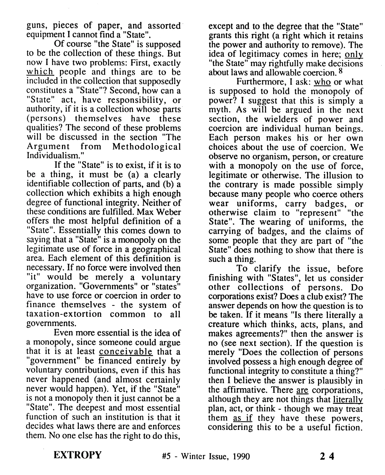 Extropy #5, page 24 (original scan)