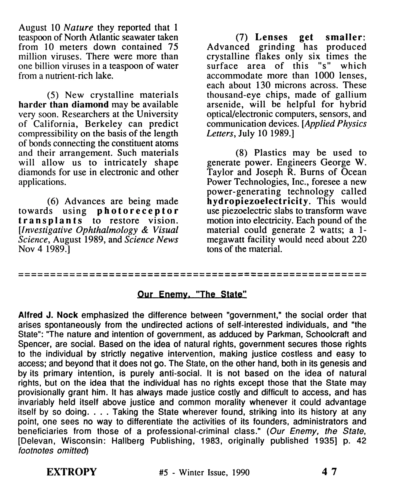 Extropy #5, page 47 (original scan)