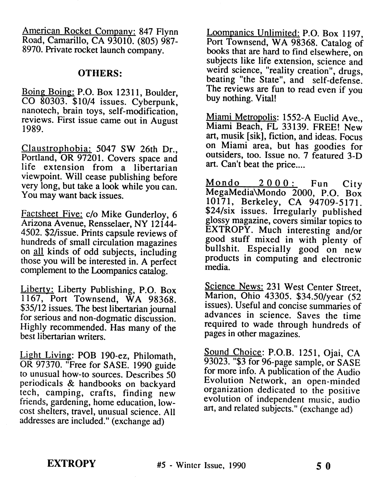 Extropy #5, page 50 (original scan)