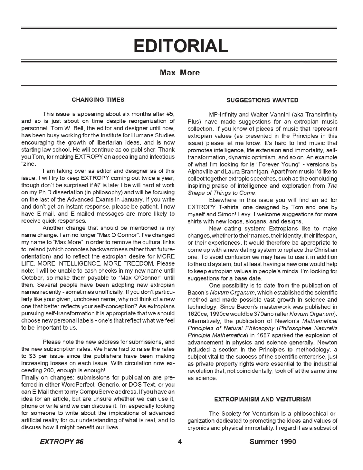 Extropy #6, page 4 (original scan)