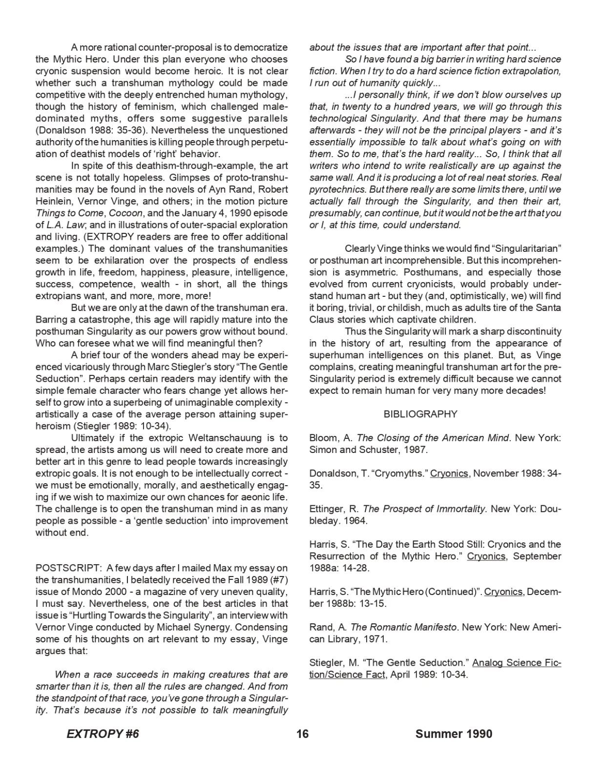 Extropy #6, page 16 (original scan)