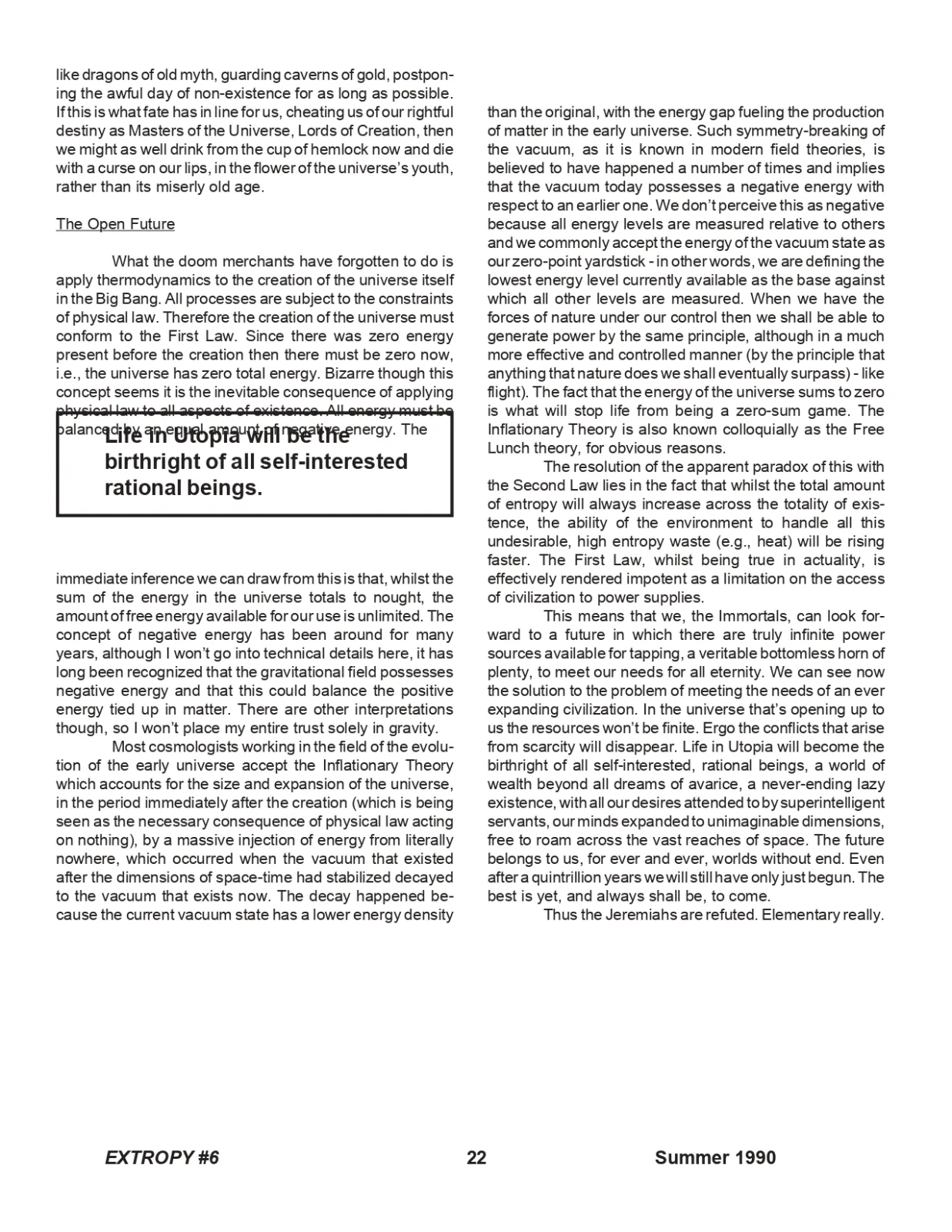 Extropy #6, page 22 (original scan)