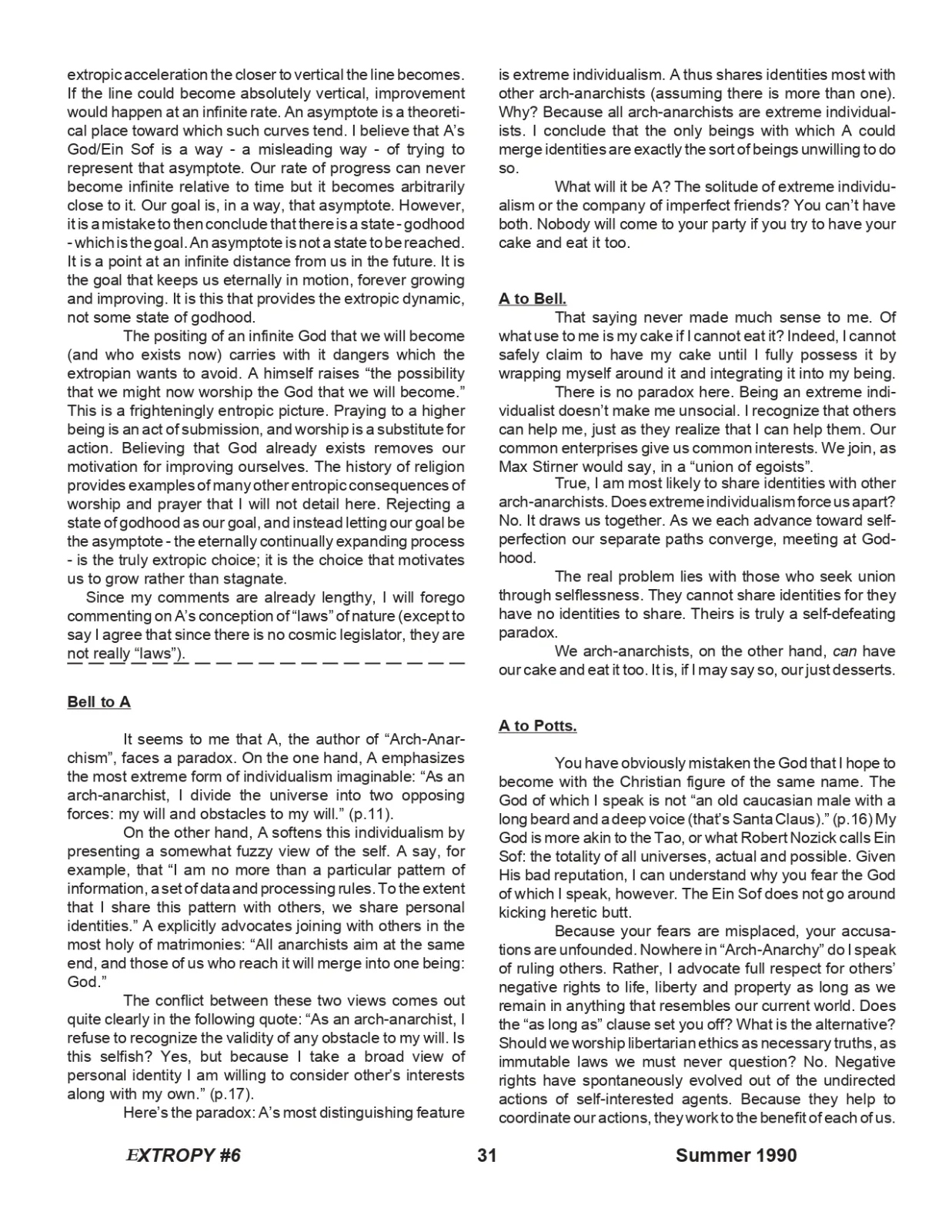 Extropy #6, page 31 (original scan)