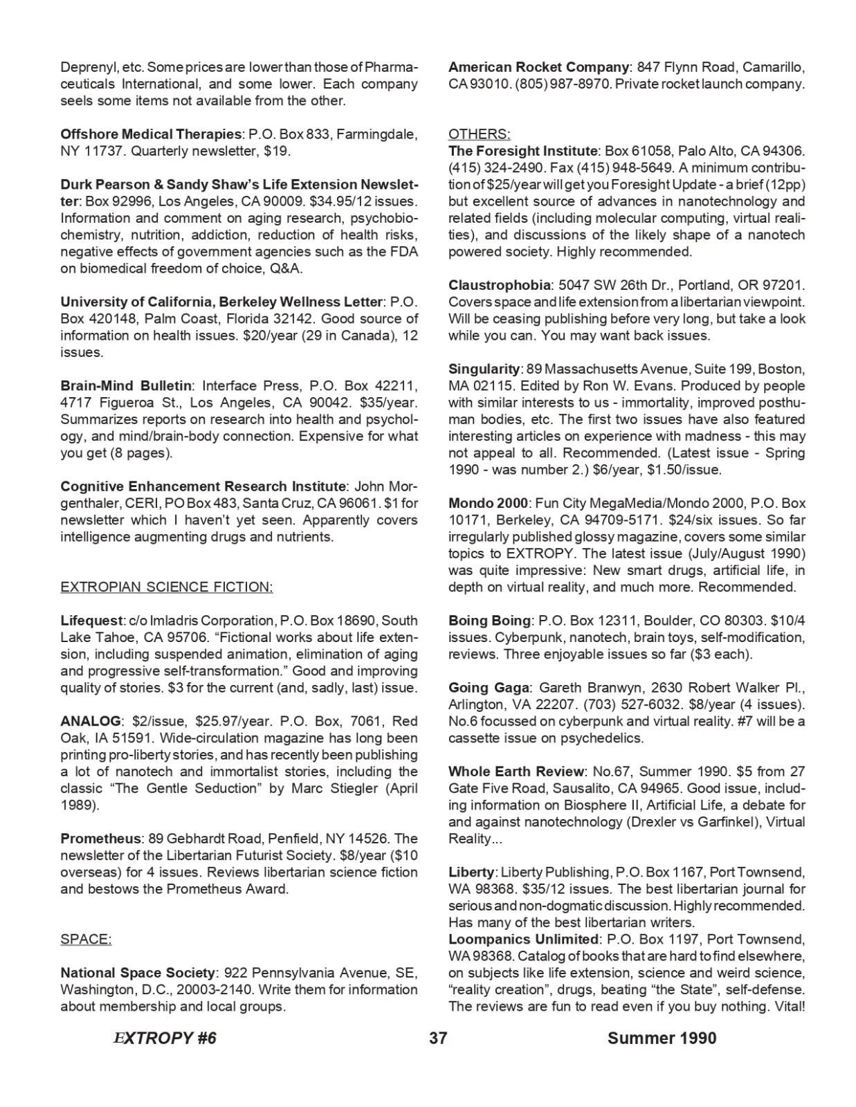 Extropy #6, page 37 (original scan)