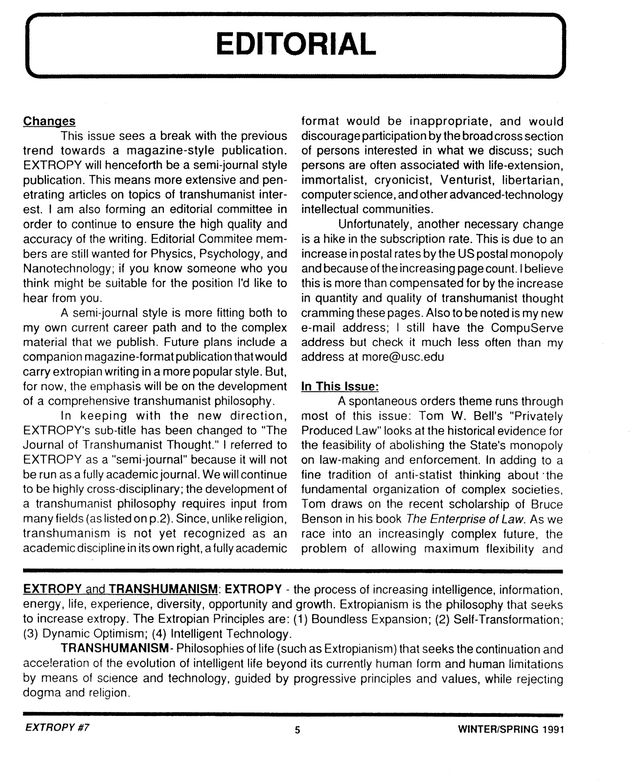 Extropy #7, page 5 (original scan)