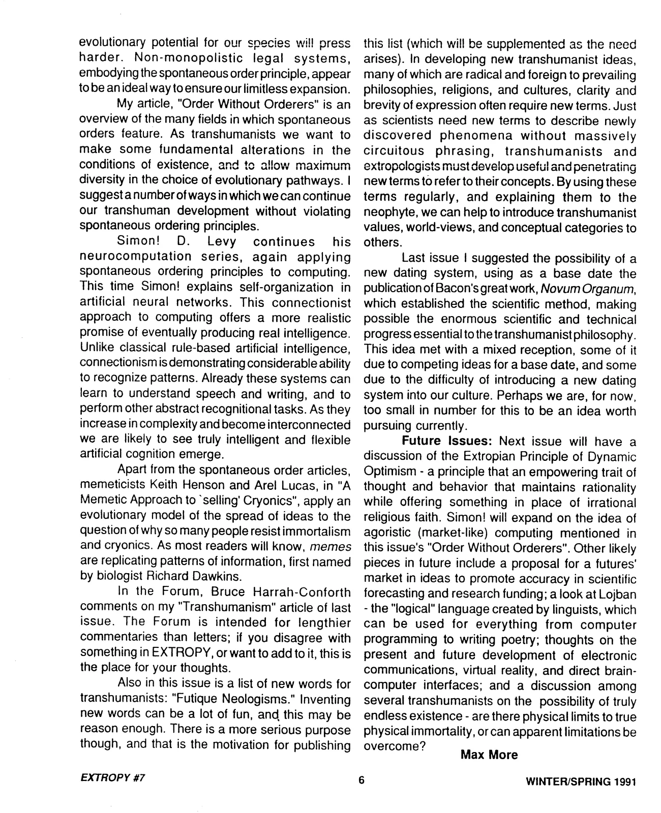 Extropy #7, page 6 (original scan)