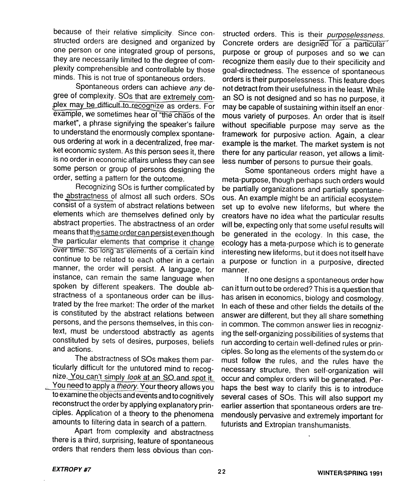 Extropy #7, page 22 (original scan)