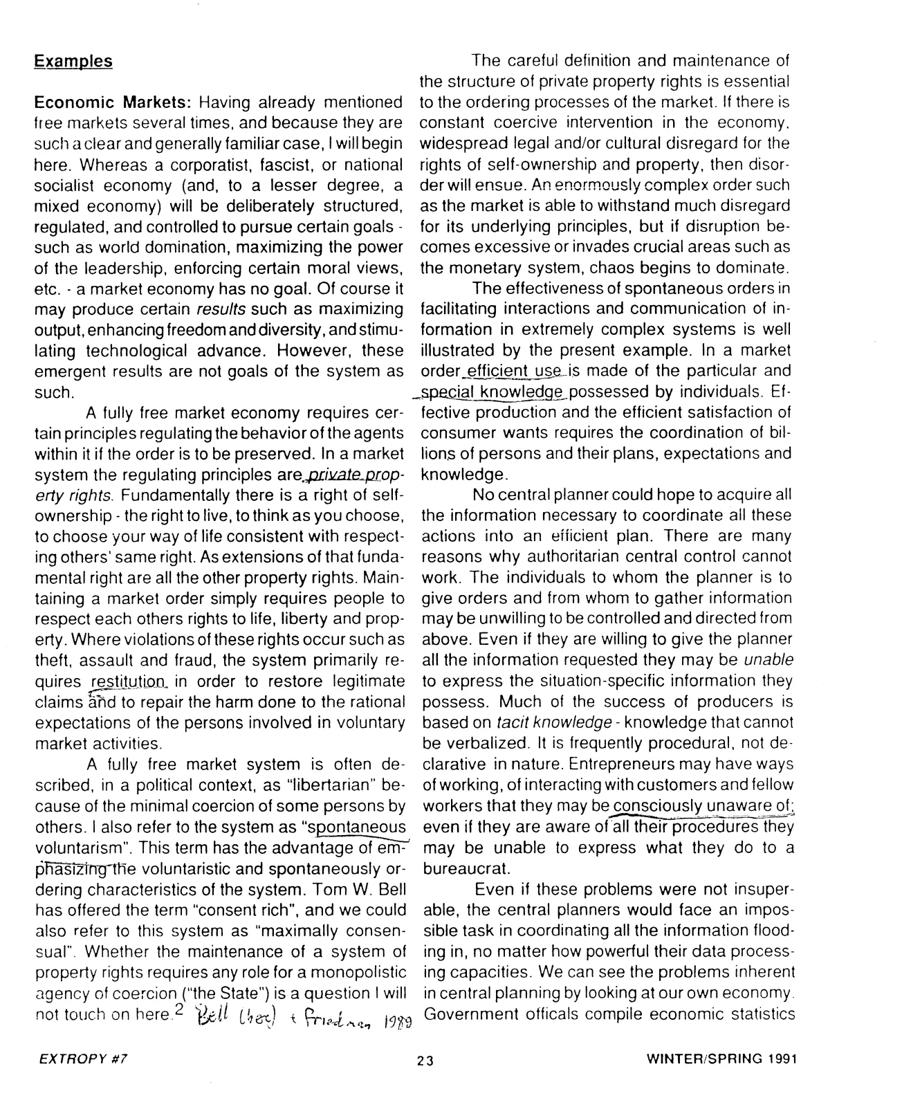 Extropy #7, page 23 (original scan)