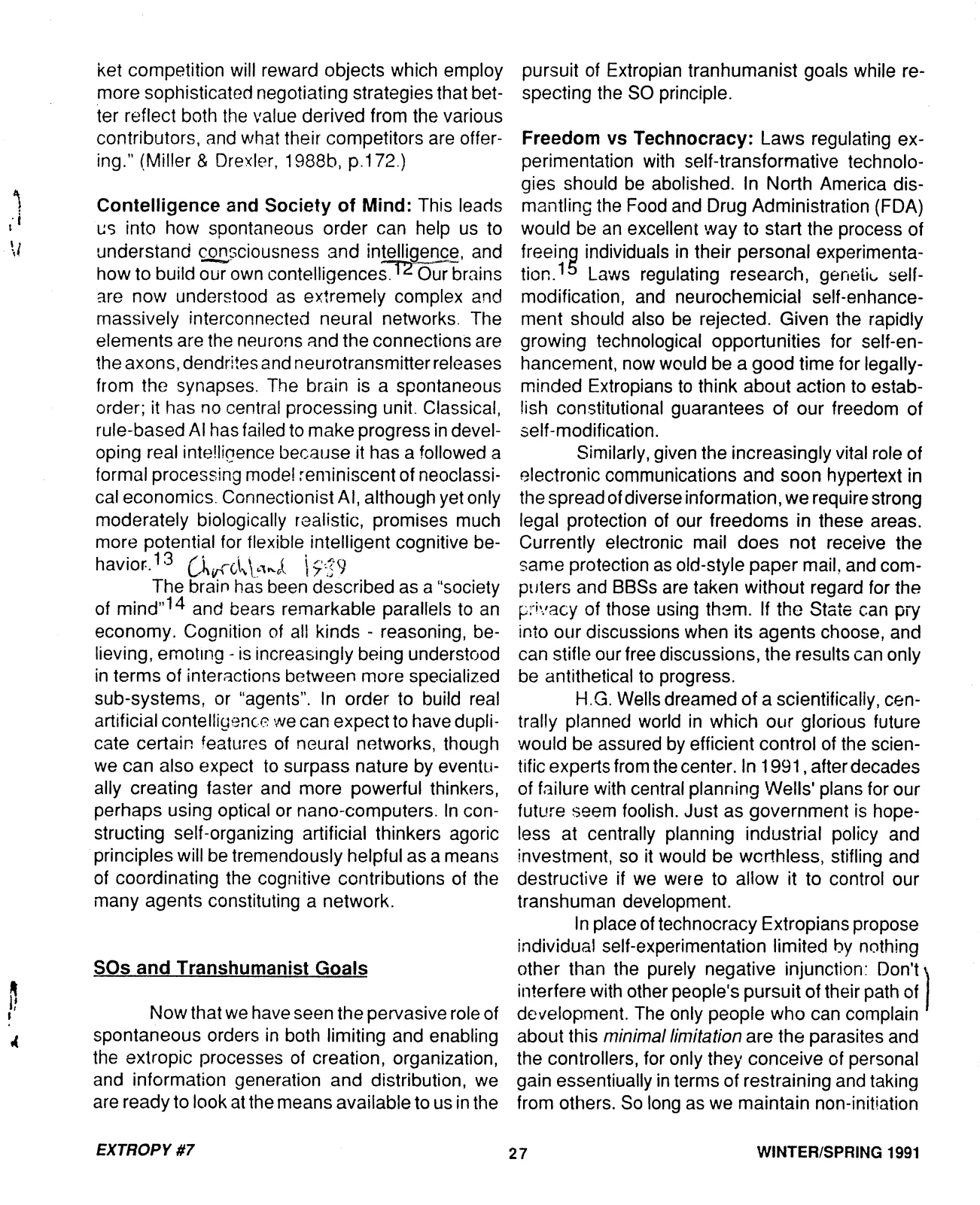 Extropy #7, page 27 (original scan)