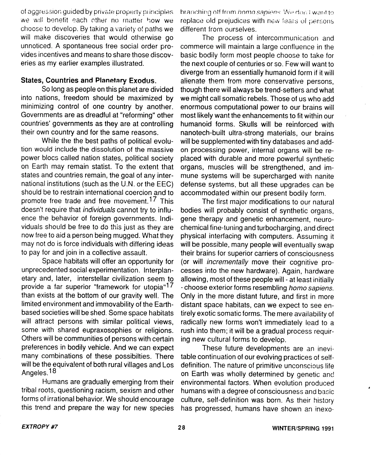 Extropy #7, page 28 (original scan)