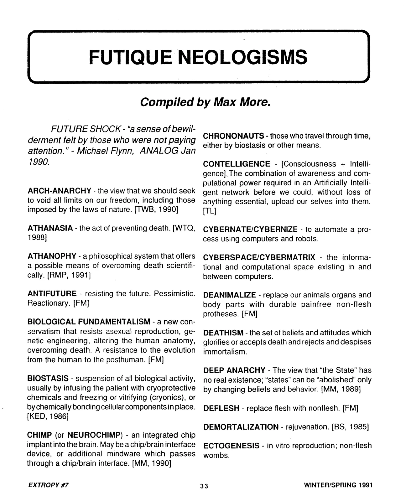 Extropy #7, page 33 (original scan)