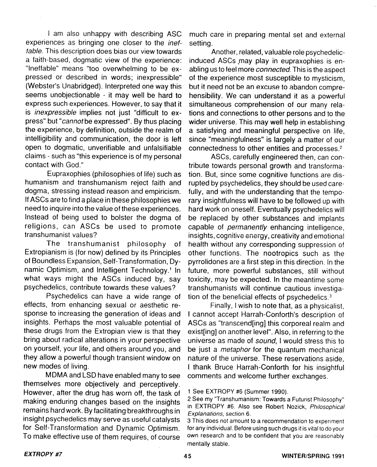 Extropy #7, page 45 (original scan)
