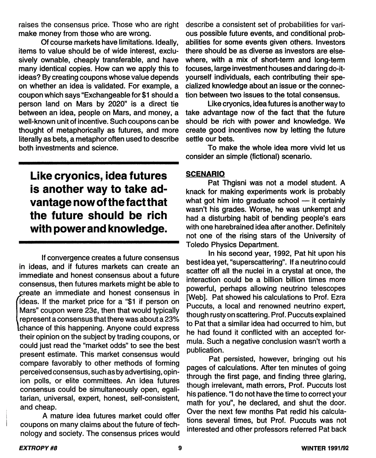 Extropy #8, page 9 (original scan)