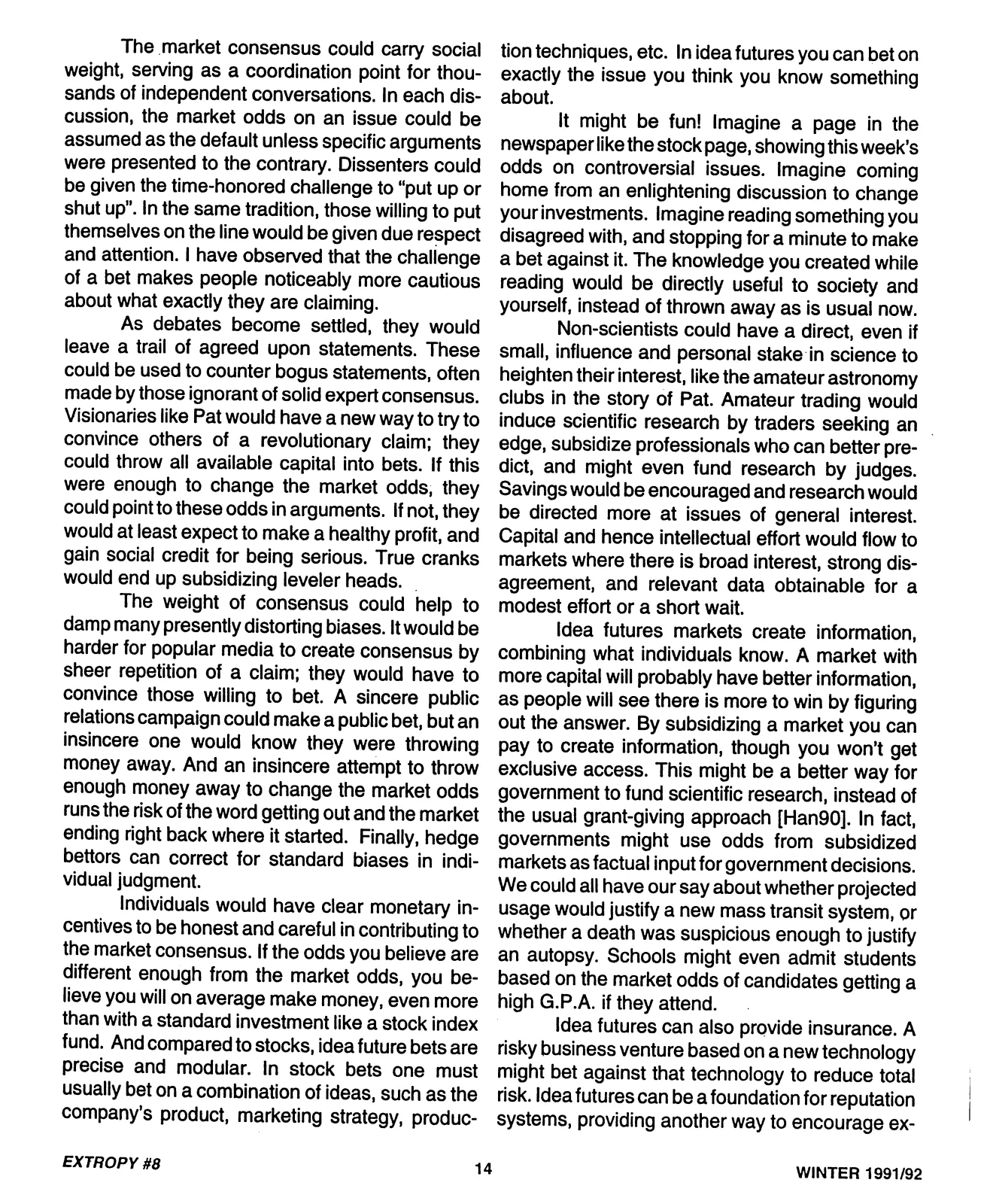 Extropy #8, page 14 (original scan)