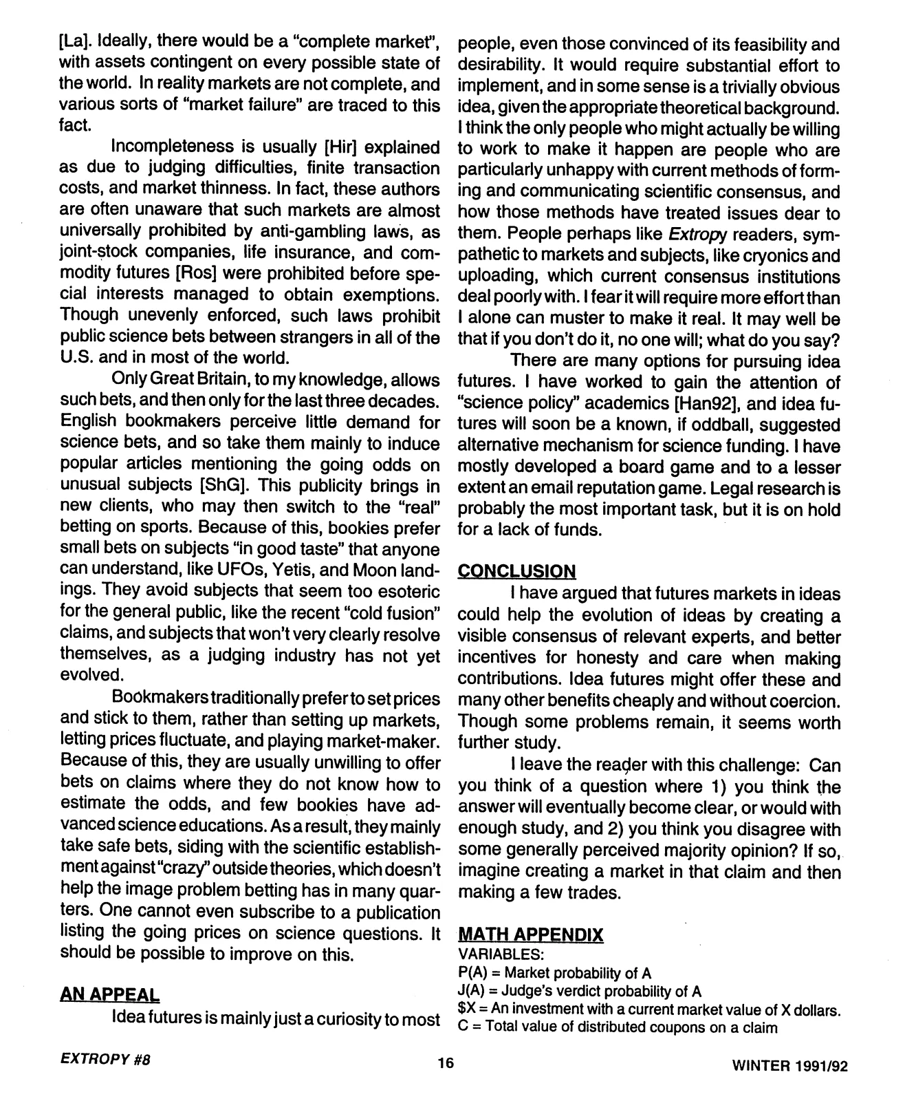 Extropy #8, page 16 (original scan)
