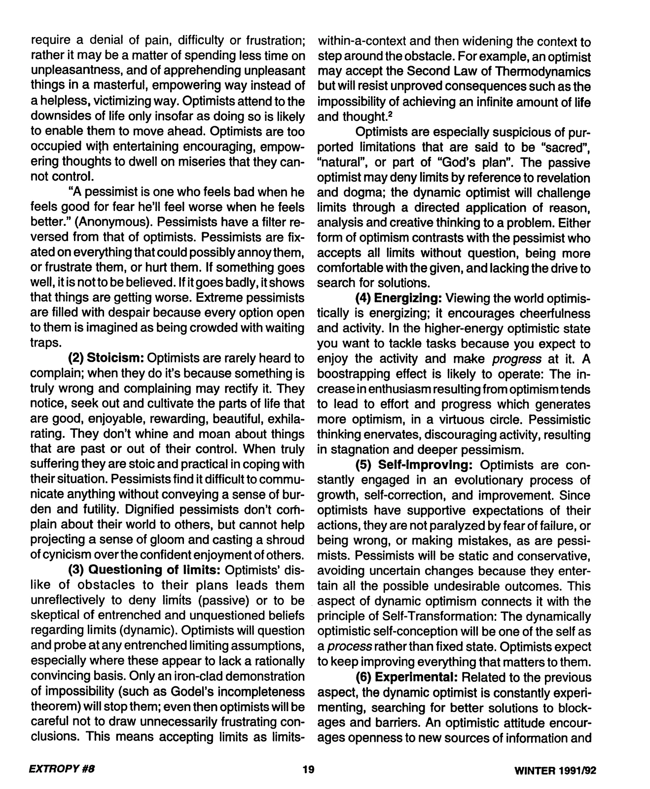 Extropy #8, page 19 (original scan)