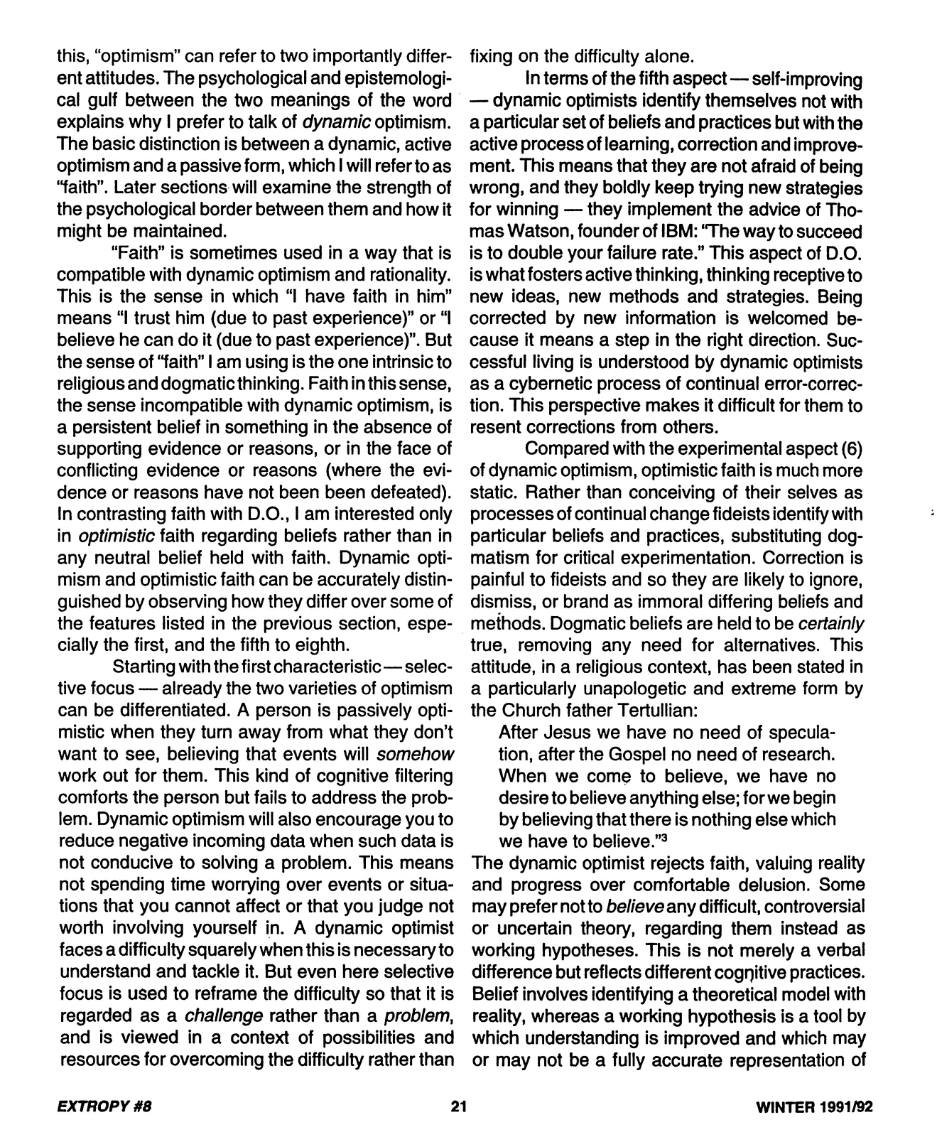Extropy #8, page 21 (original scan)