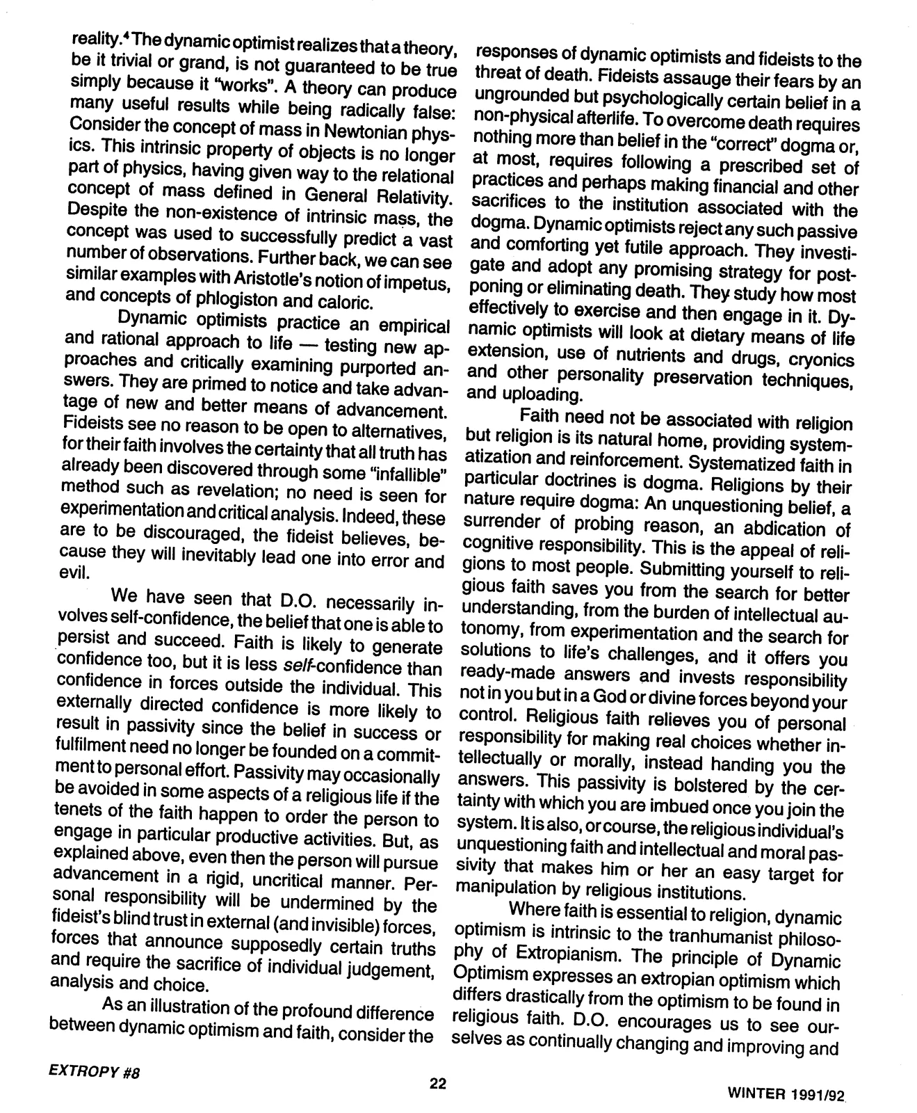 Extropy #8, page 22 (original scan)