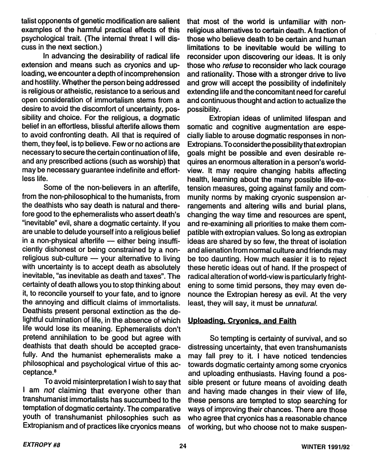 Extropy #8, page 24 (original scan)