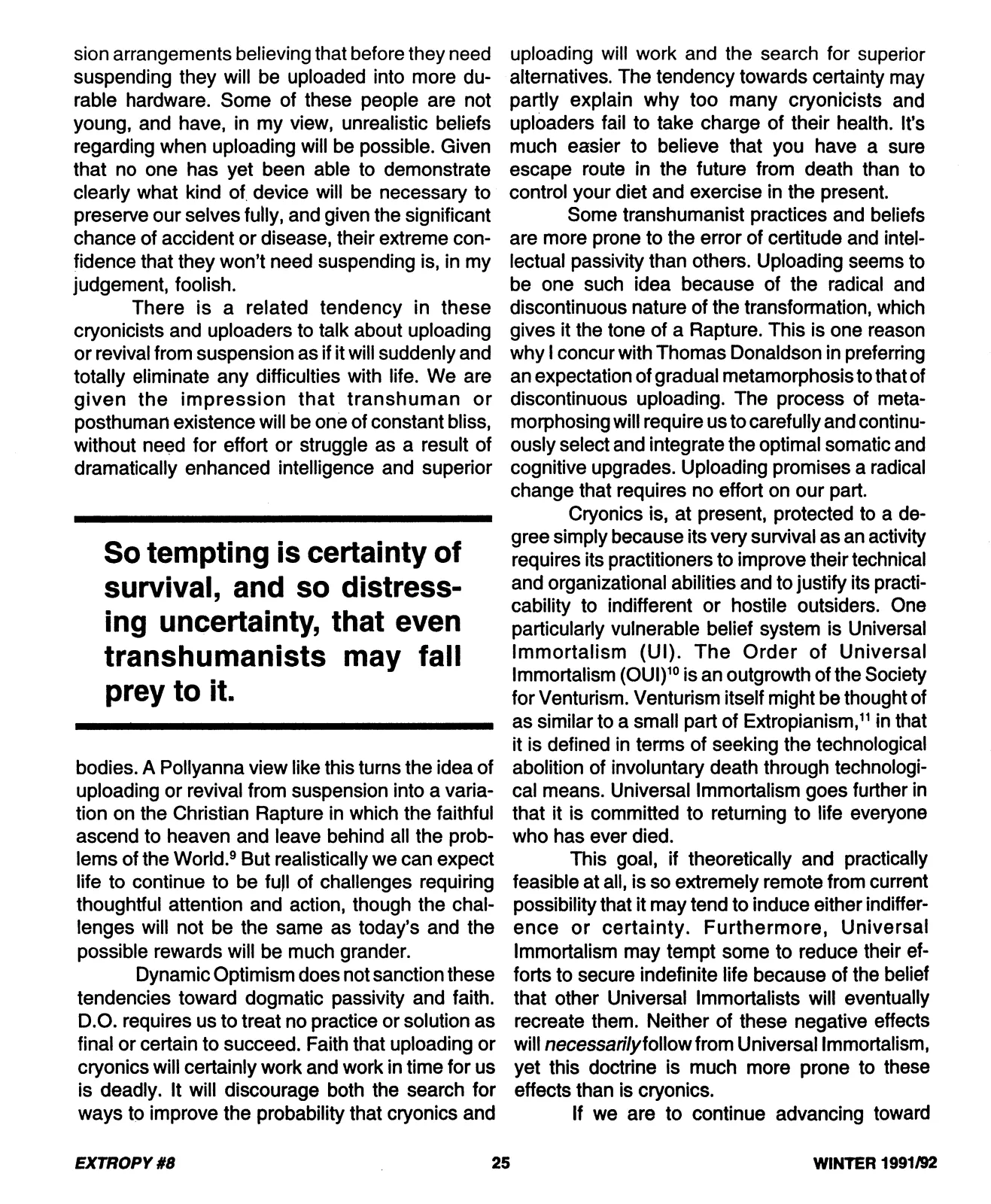 Extropy #8, page 25 (original scan)