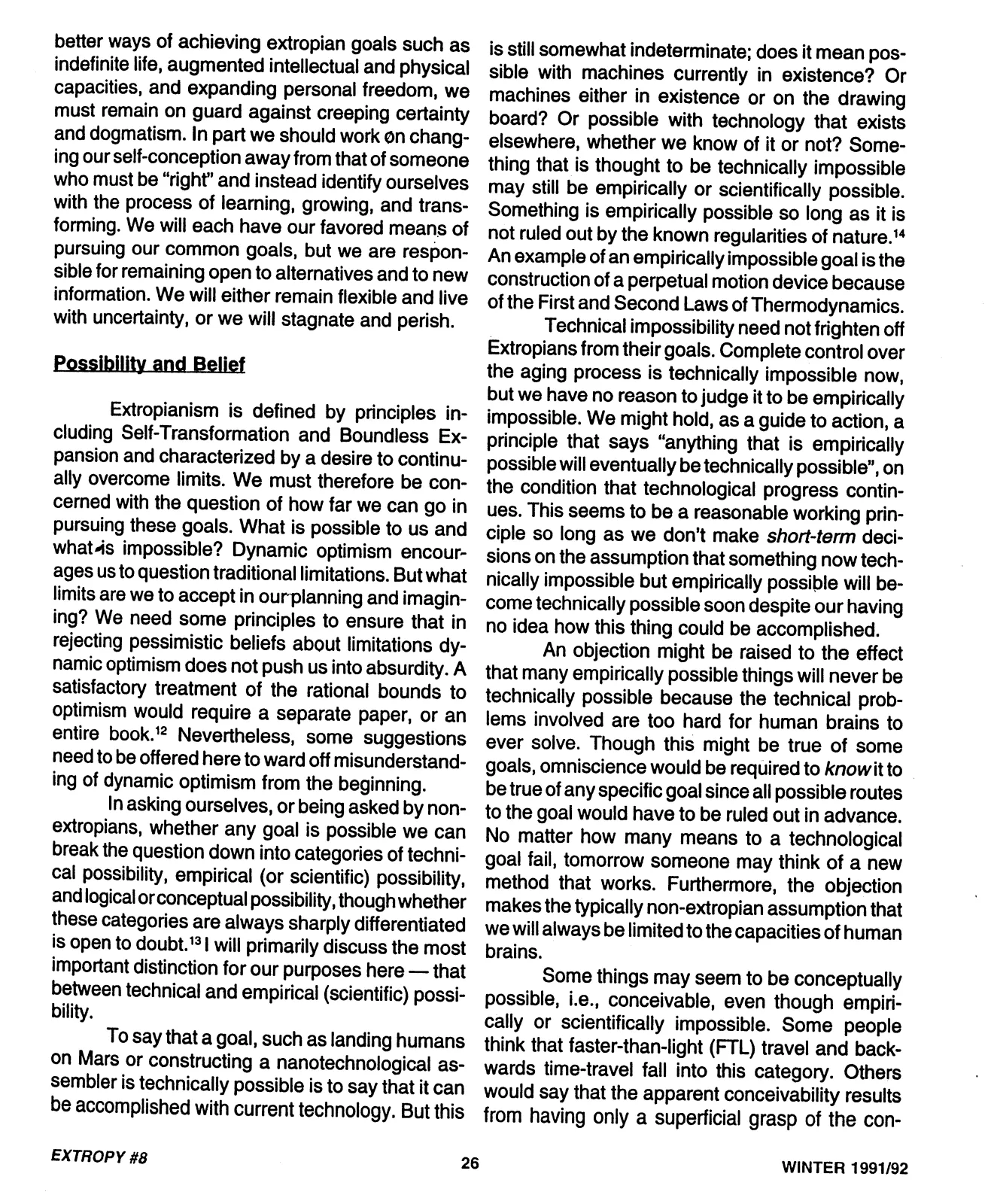 Extropy #8, page 26 (original scan)