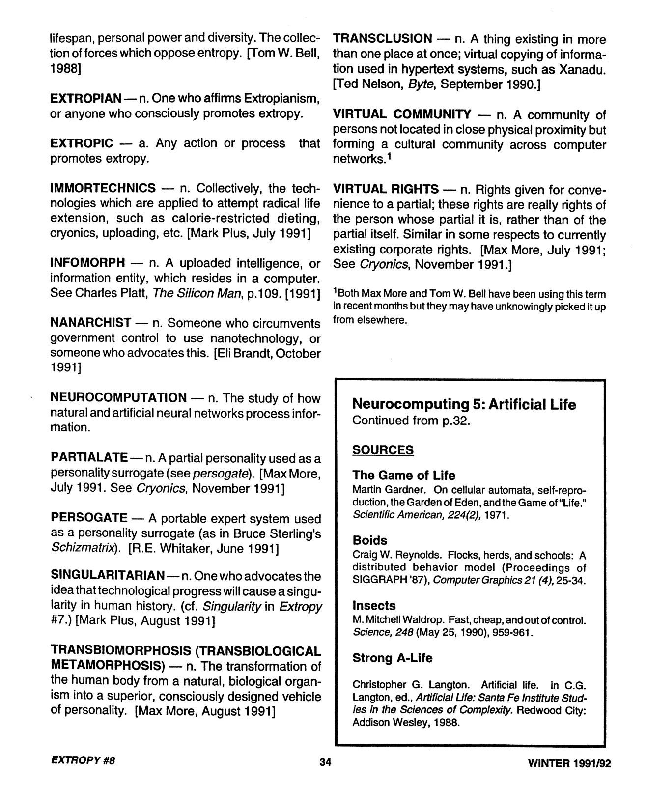 Extropy #8, page 34 (original scan)