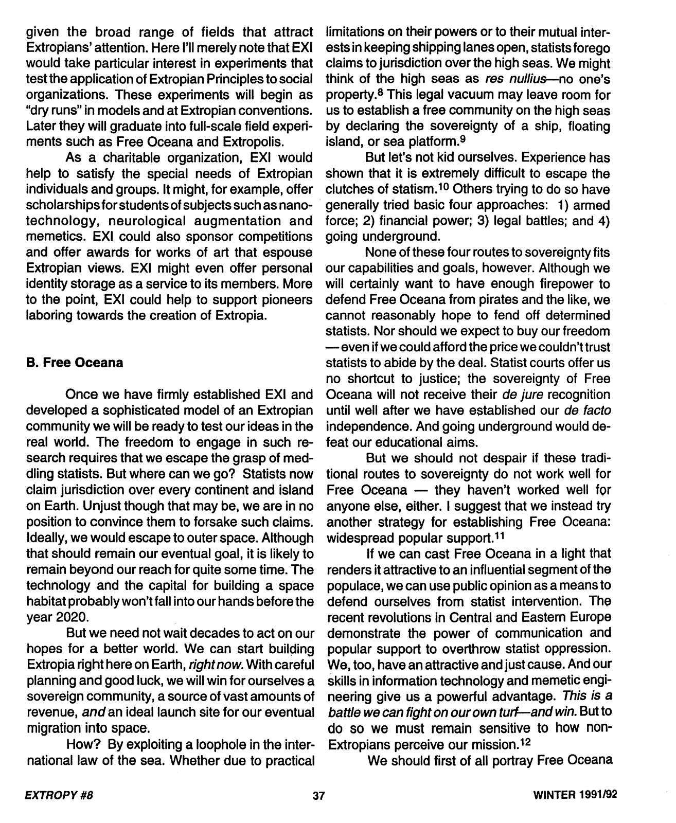 Extropy #8, page 37 (original scan)