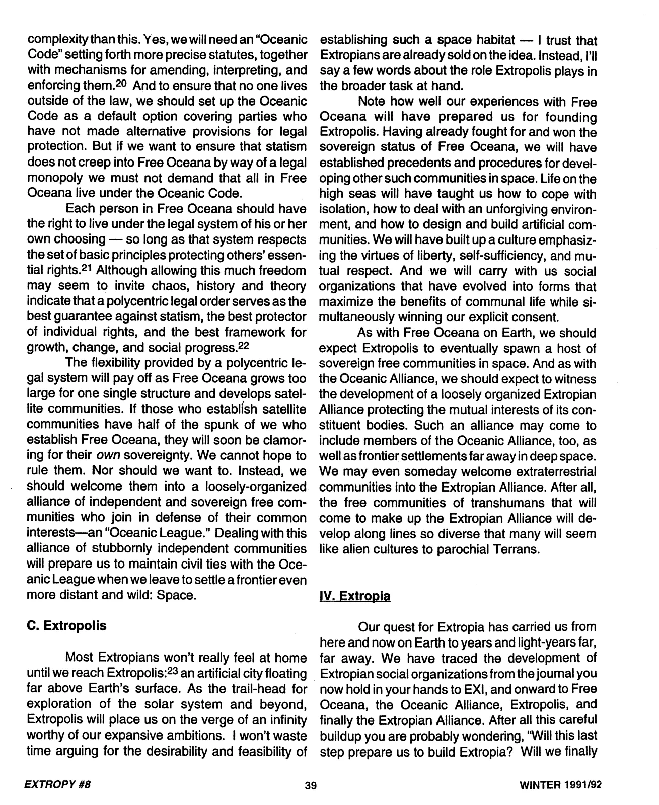 Extropy #8, page 39 (original scan)