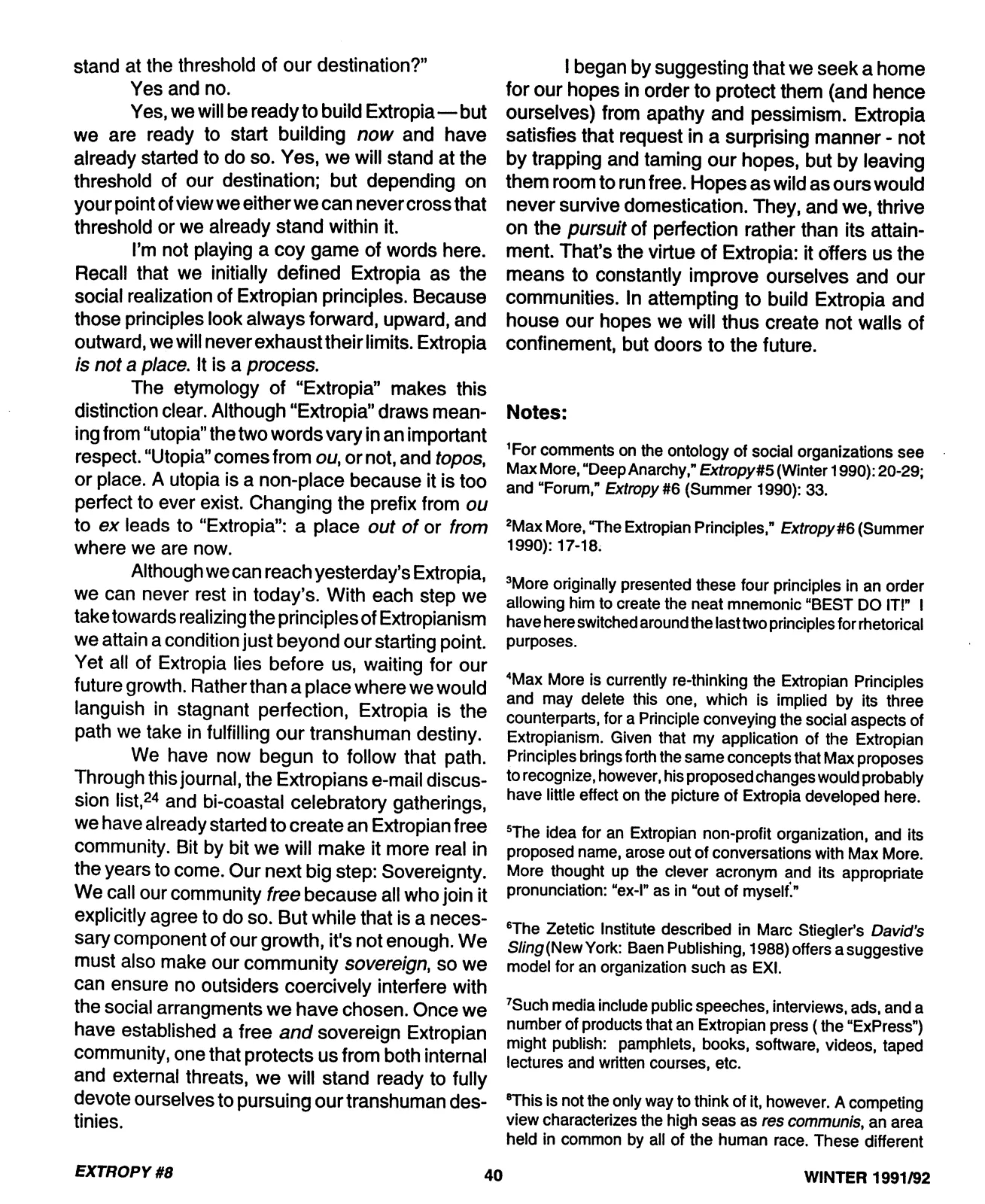Extropy #8, page 40 (original scan)