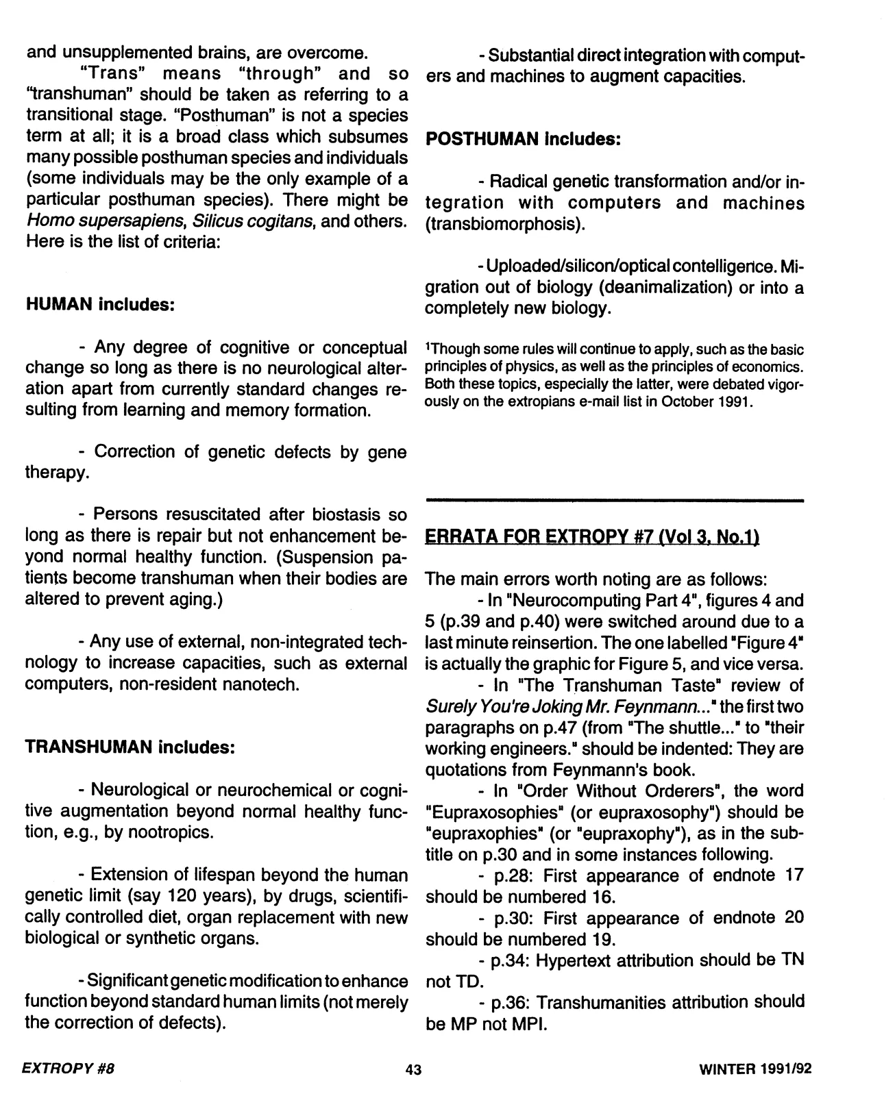 Extropy #8, page 43 (original scan)