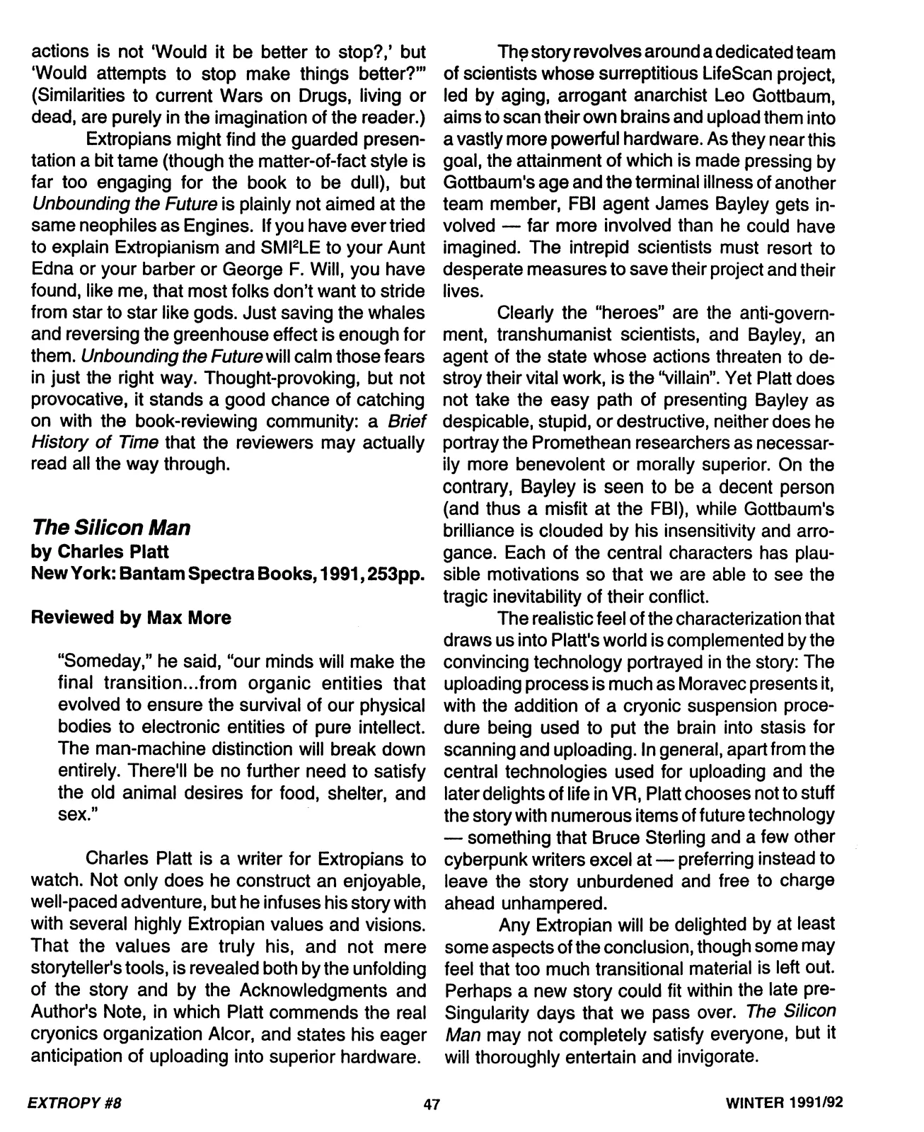 Extropy #8, page 47 (original scan)