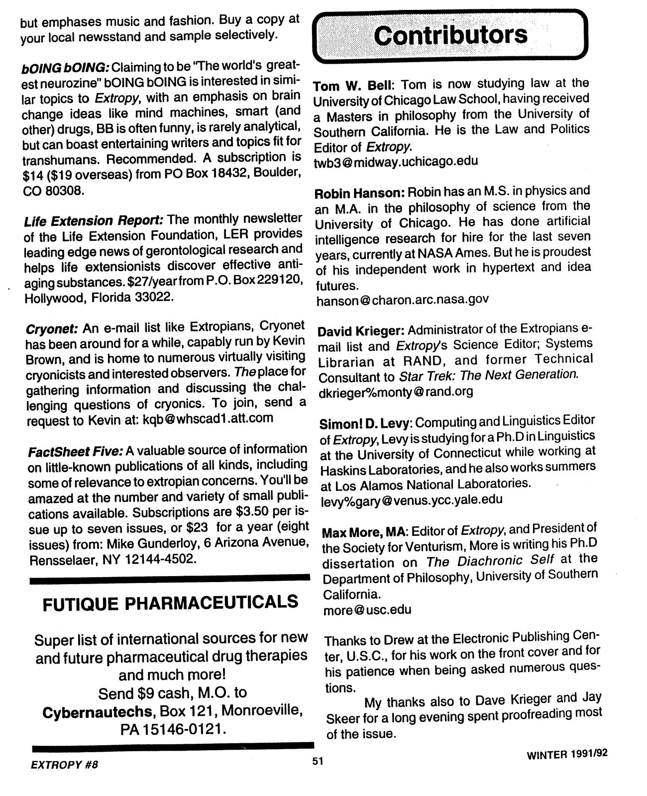 Extropy #8, page 51 (original scan)