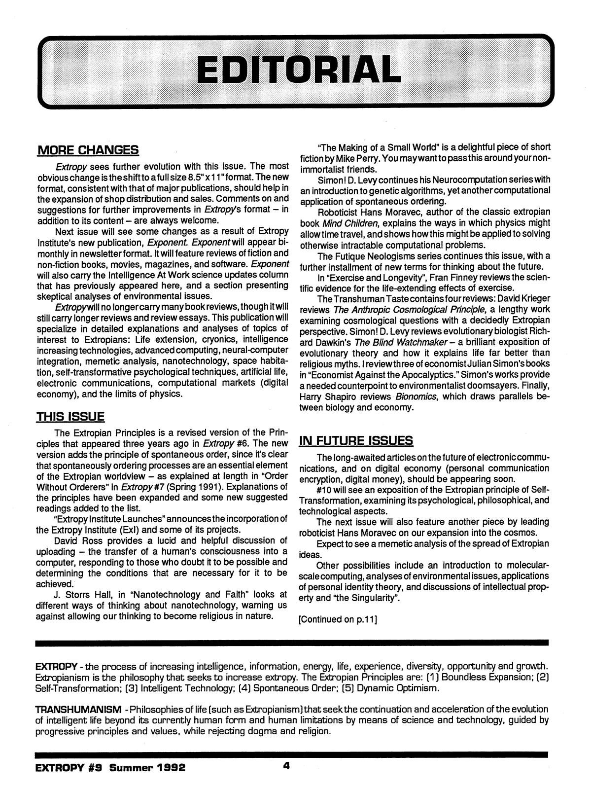 Extropy #9, page 4 (original scan)