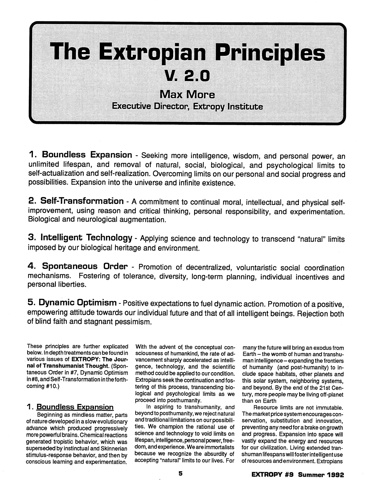 Extropy #9, page 5 (original scan)