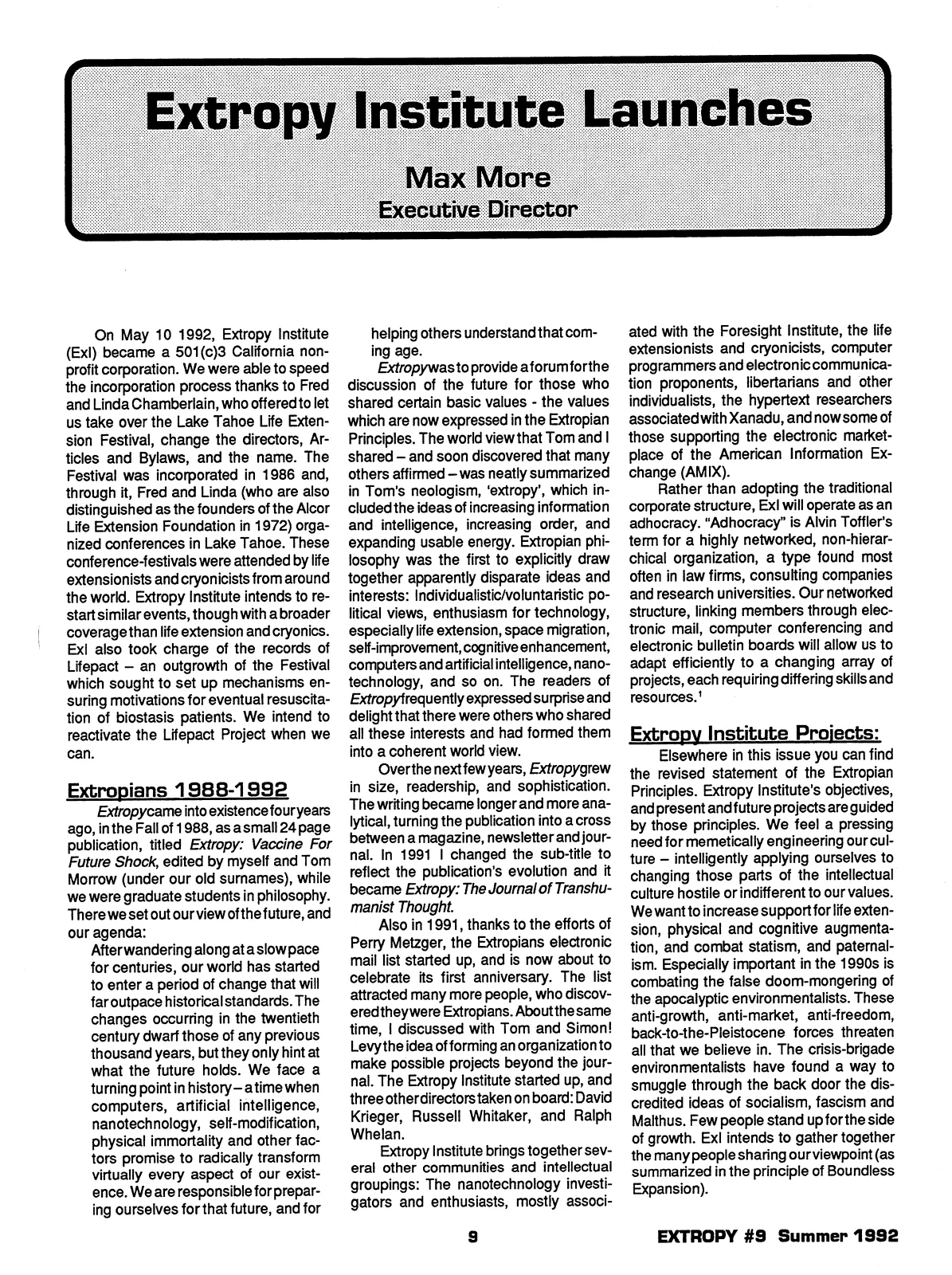 Extropy #9, page 9 (original scan)