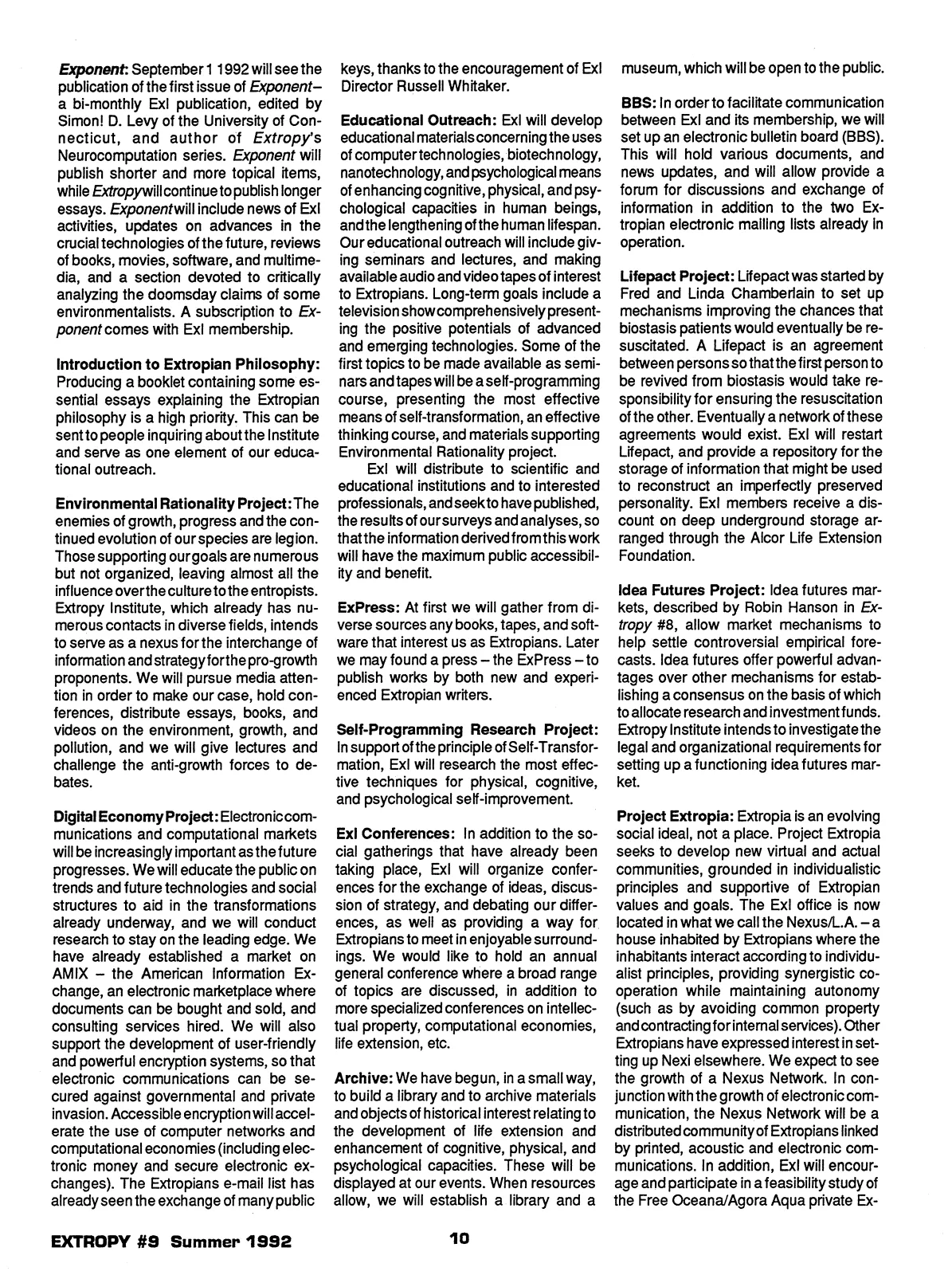Extropy #9, page 10 (original scan)