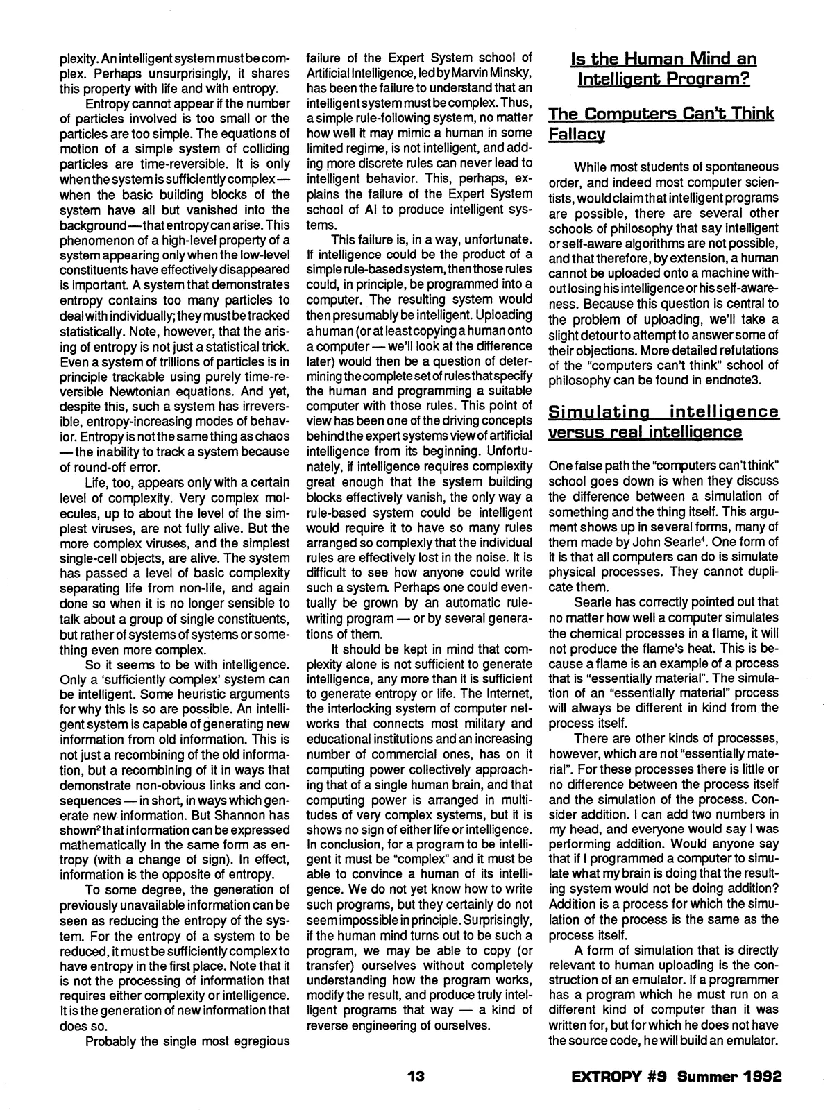 Extropy #9, page 13 (original scan)